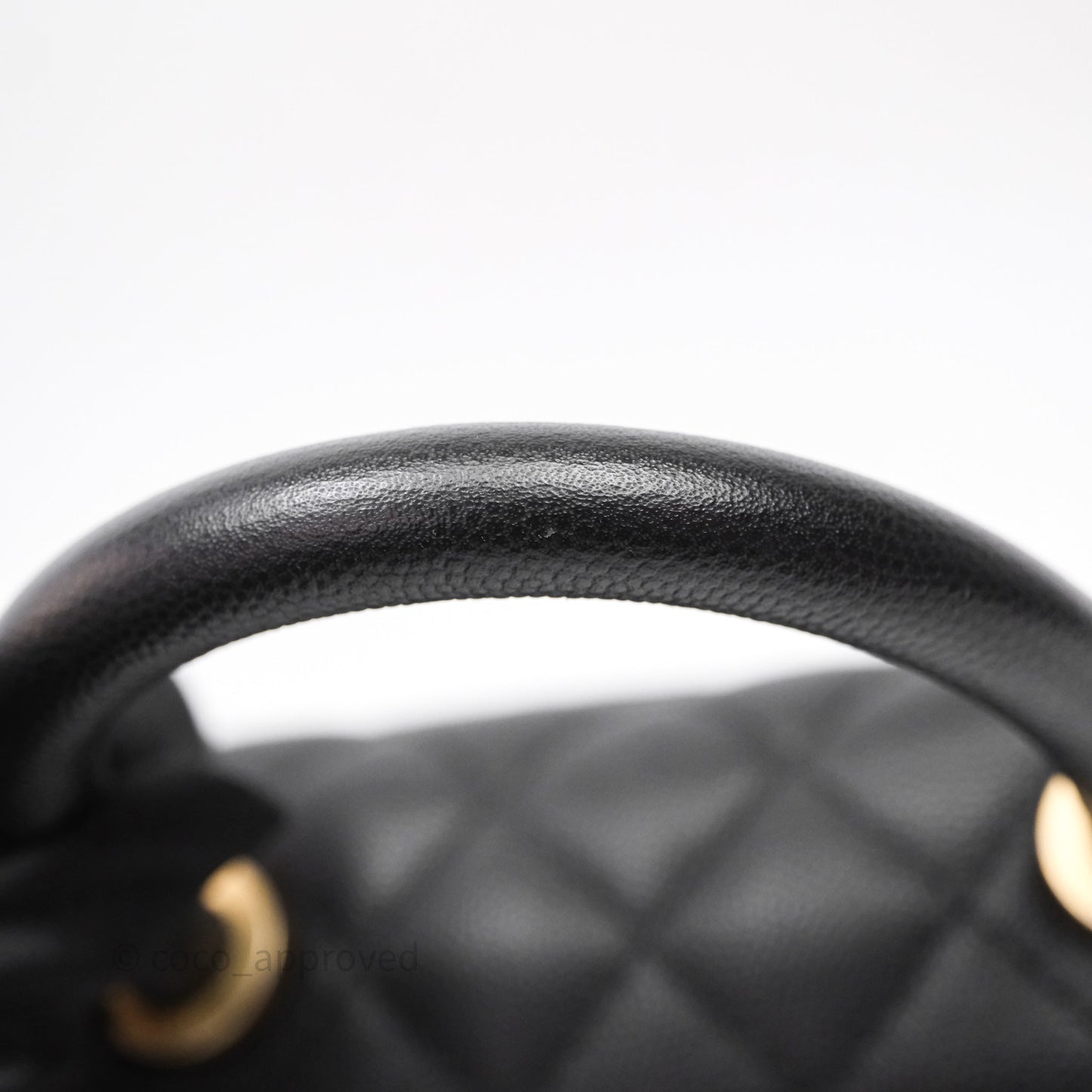 Chanel Small Quilted Coco Handle Black Caviar Aged Gold Hardware
