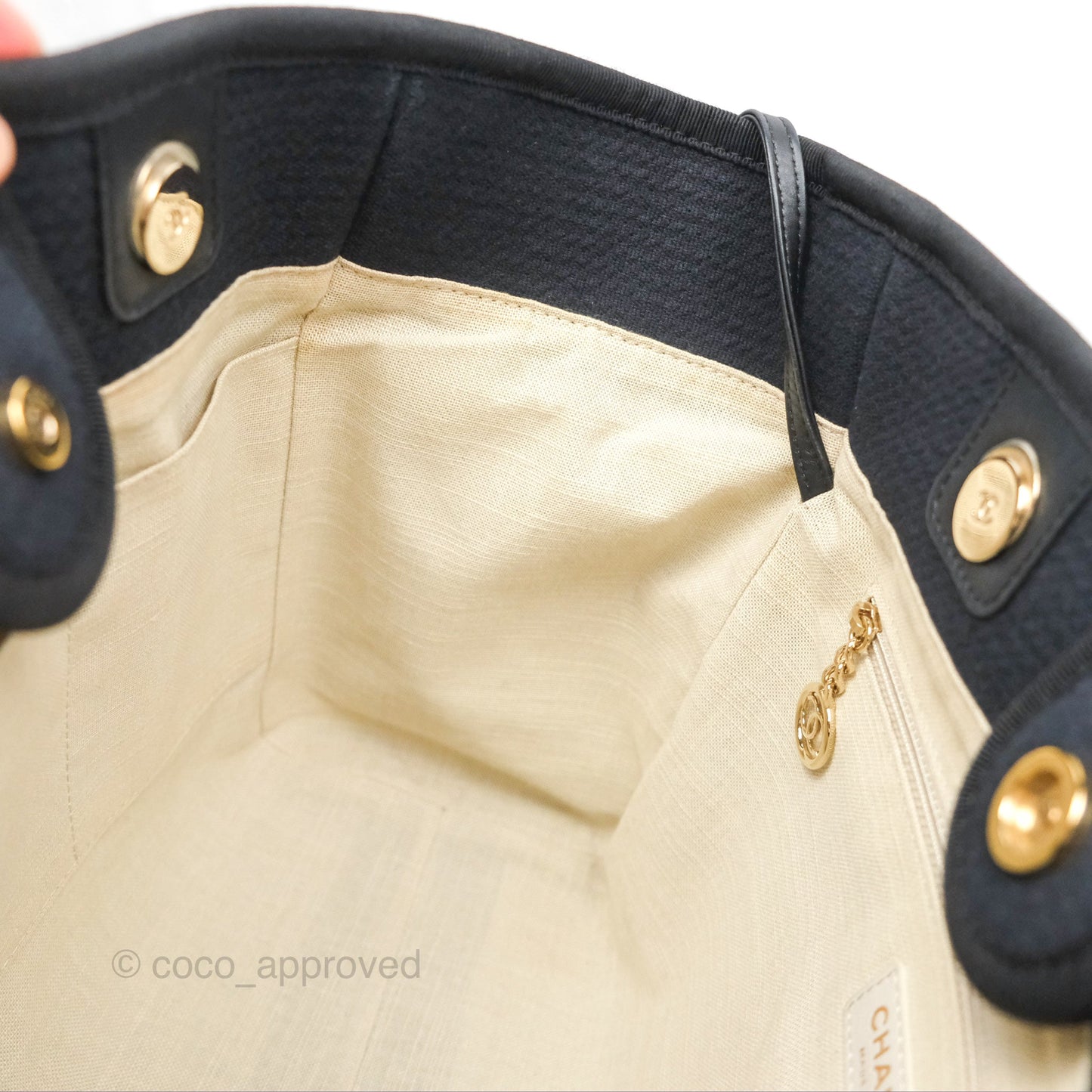 Chanel Medium Canvas Deauville Tote Navy Gold Hardware