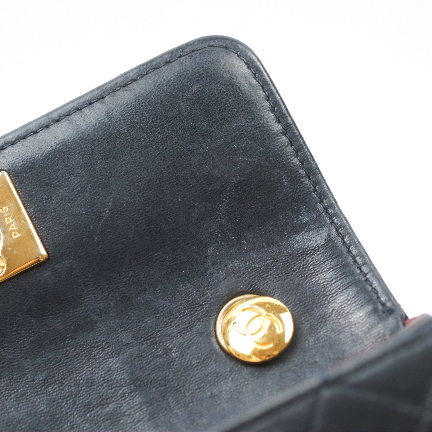 Chanel Mini Dark Navy Lambskin Flap Shoulder Bag 24K Gold Hardware