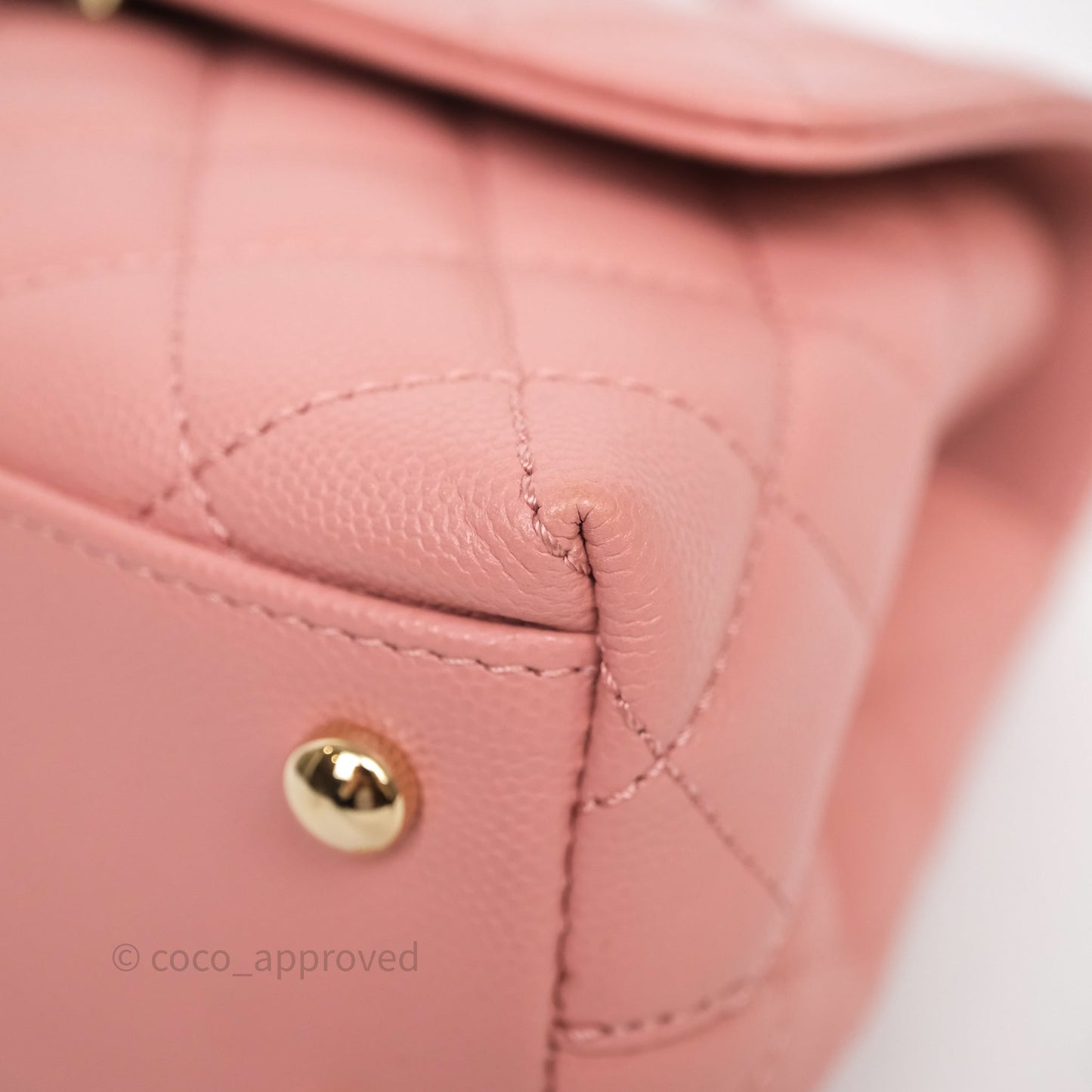 Chanel Small Coco Handle Quilted Pink Caviar Gold Hardware