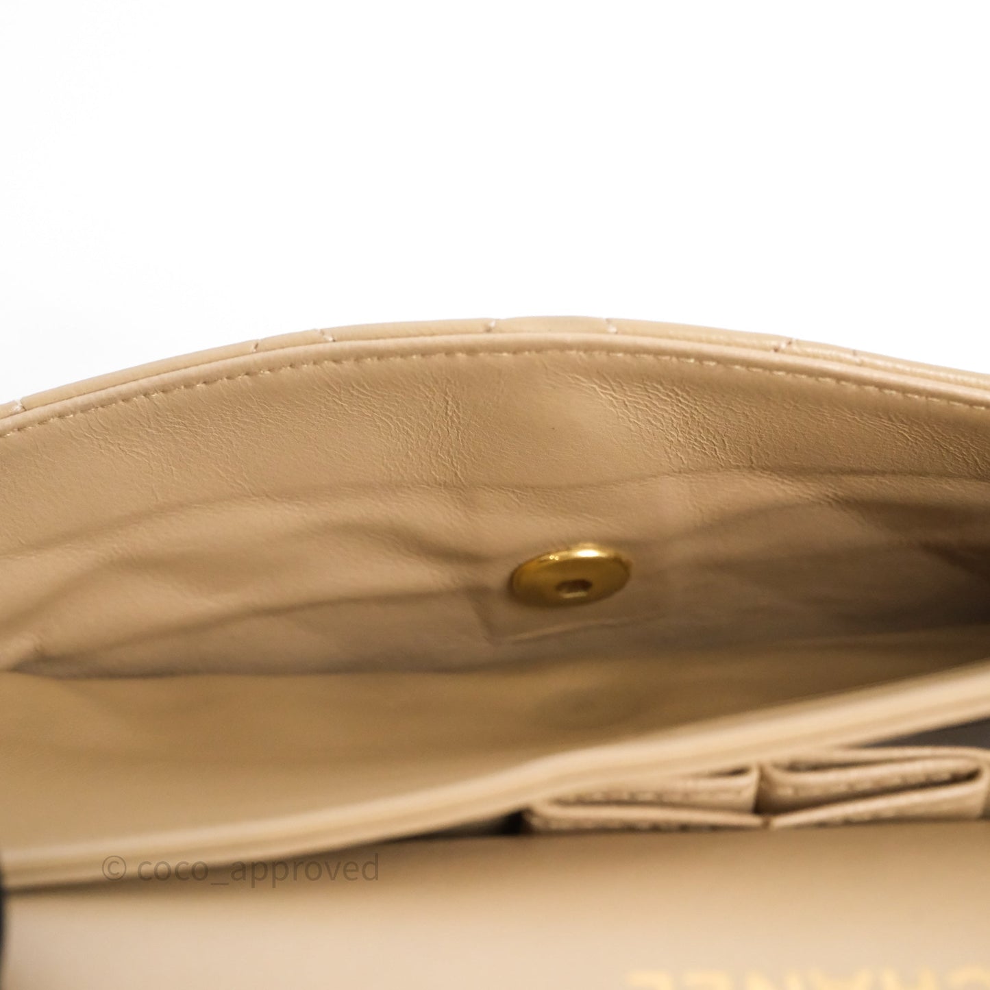 Chanel Vintage Medium Classic Flap Beige Lambskin 24K Gold Hardware