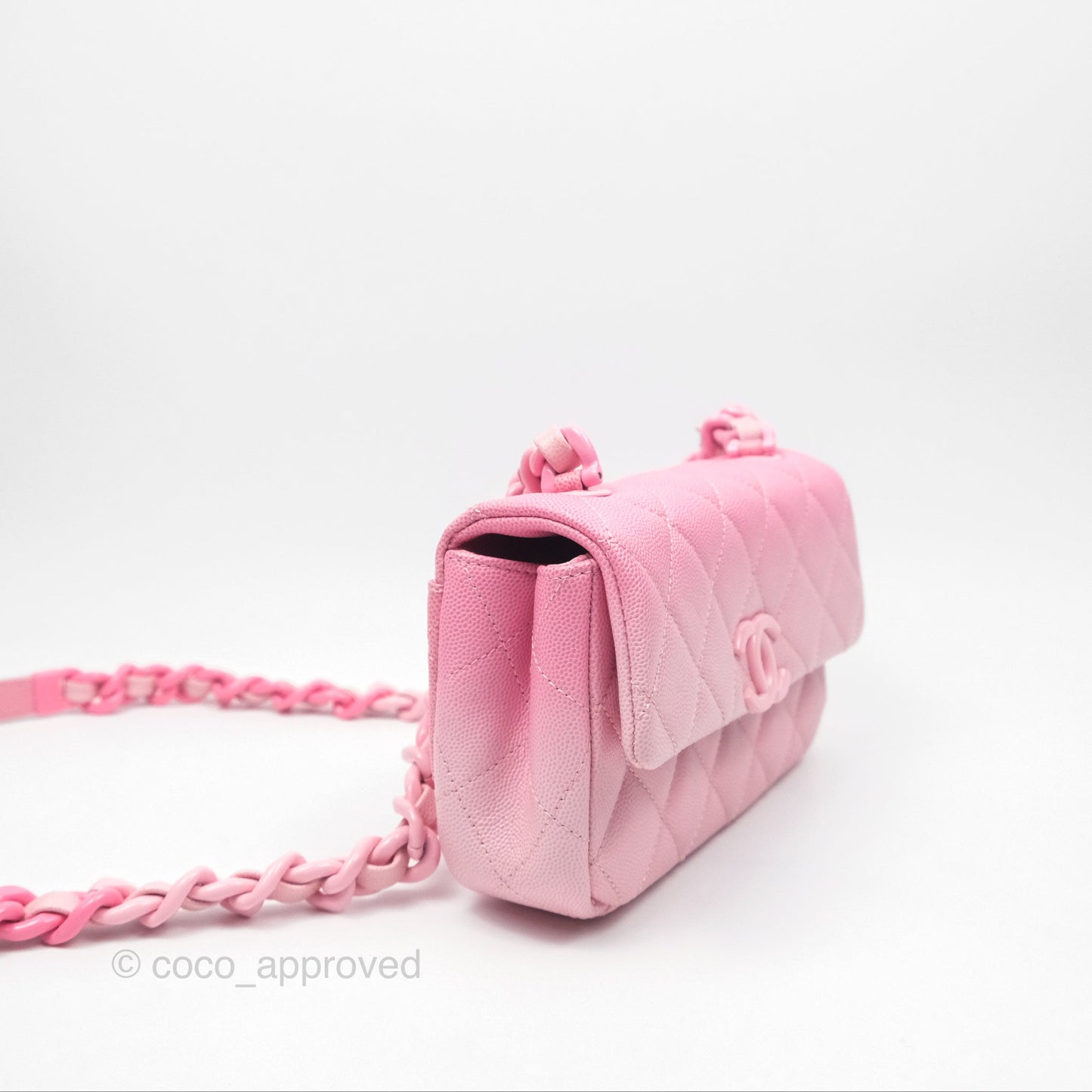 Chanel Mini Flap Bag Pink Ombre Caviar Pink Lacquered Metal Hardware 24C