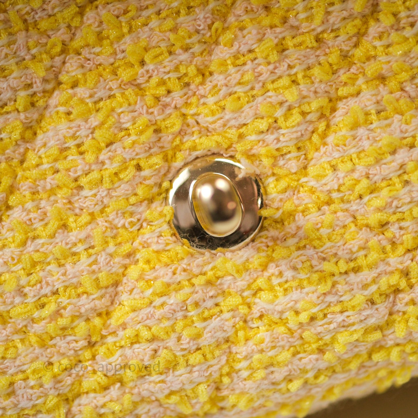 Chanel Classic M/L Medium Flap Quilted Yellow Tweed Gold Hardware
