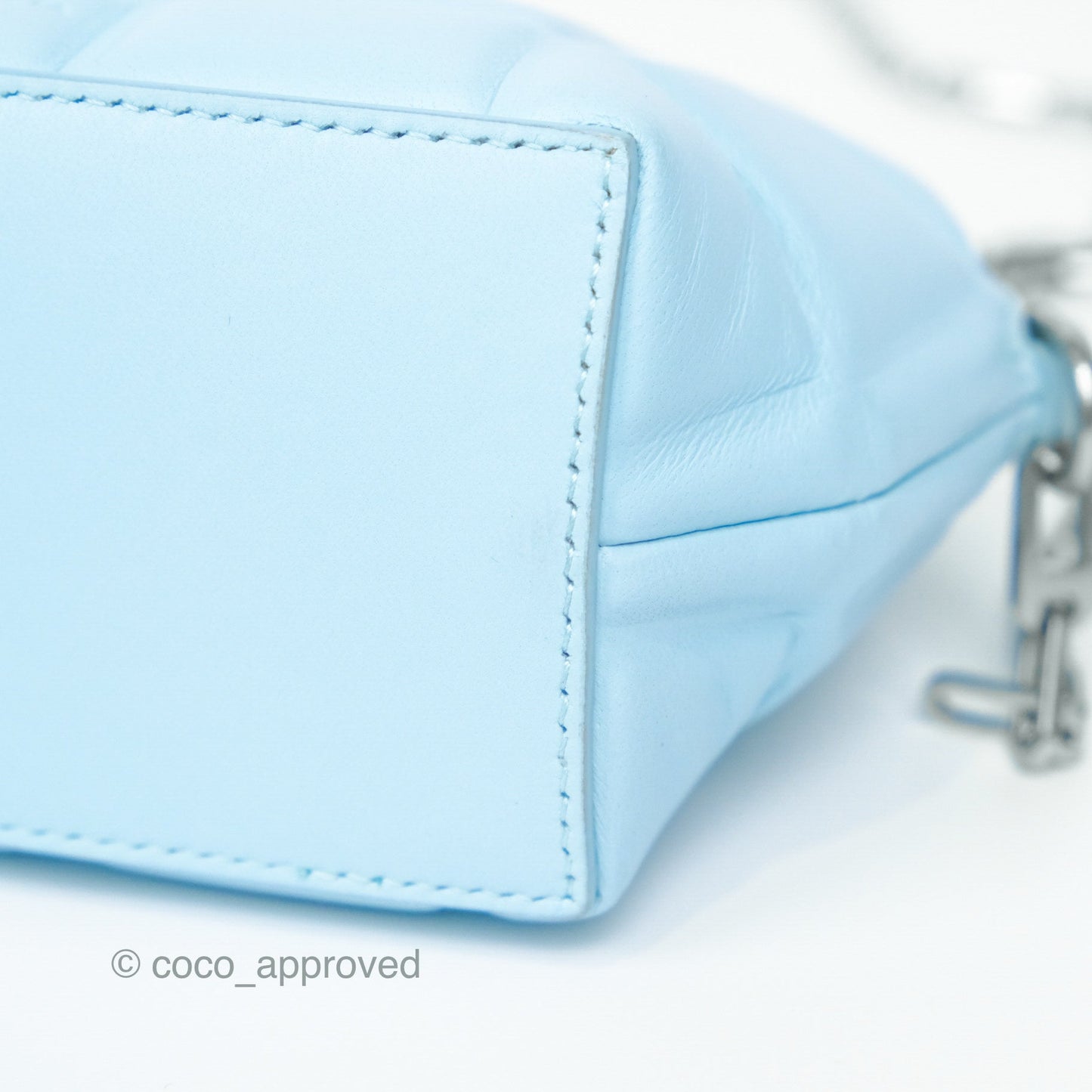 Bottega Veneta Mini Half Moon Bag Topazio Blue Nappa Lambskin Silver Hardware