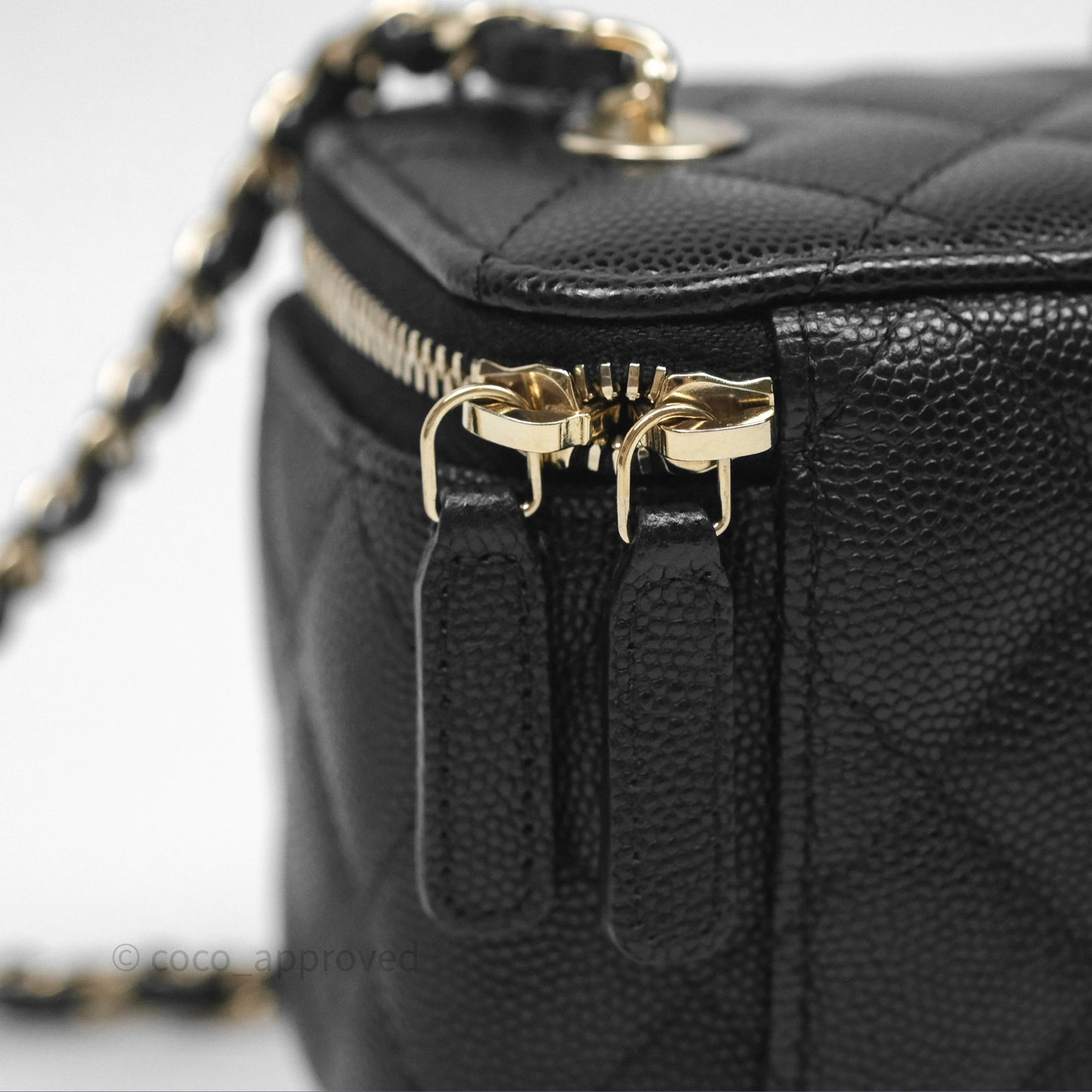 Chanel Mini Vanity With Chain Black Caviar Gold Hardware