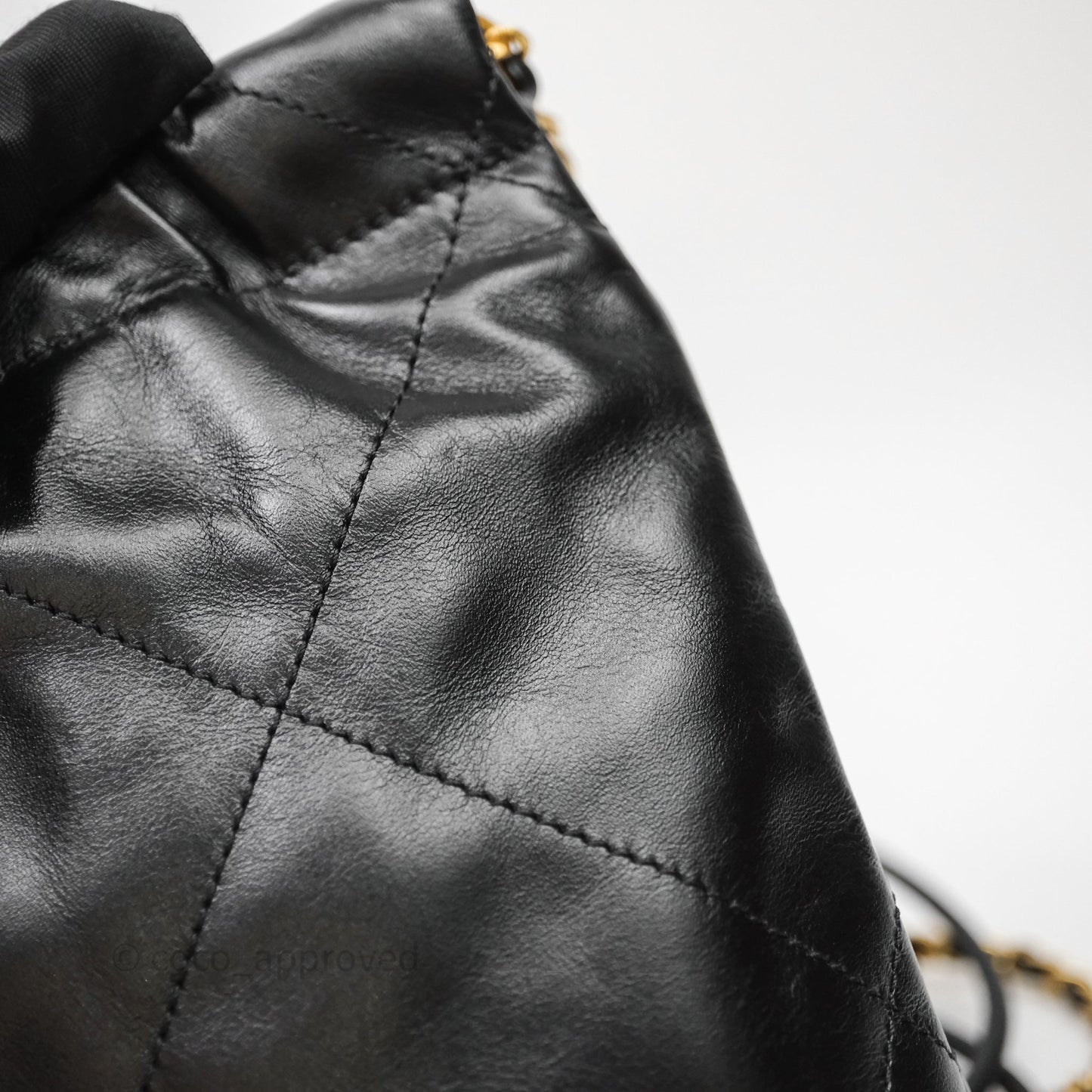 Chanel 22 Mini Bag Black Shiny Crumpled Calfskin Aged Gold Hardware