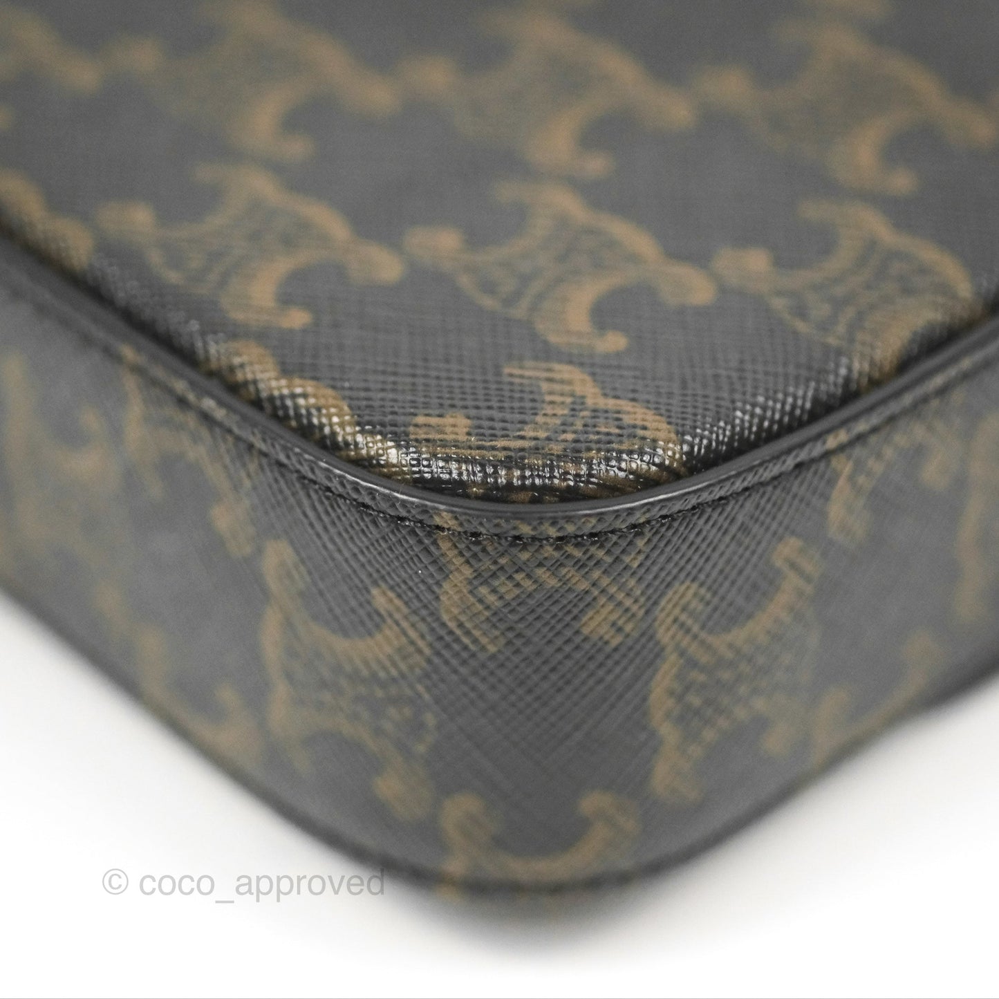 Celine Triomphe Shoulder Bag Tan Calfskin Triomphe Canvas