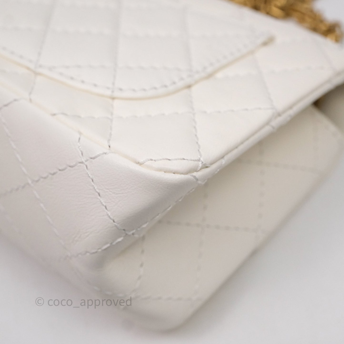 Chanel Mini Reissue 224 White Calfskin Aged Gold Hardware