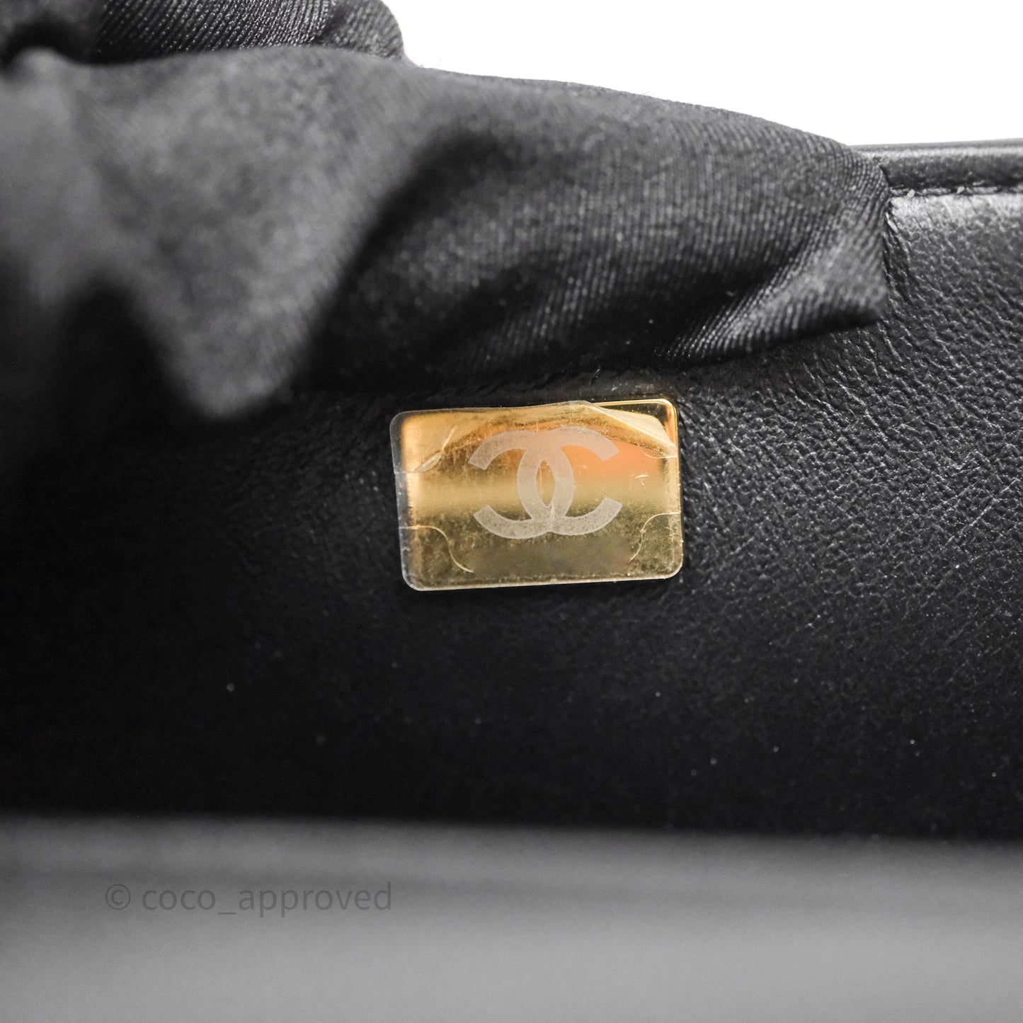 Chanel Top Handle Mini Rectangular Flap Black Patent Gold Hardware
