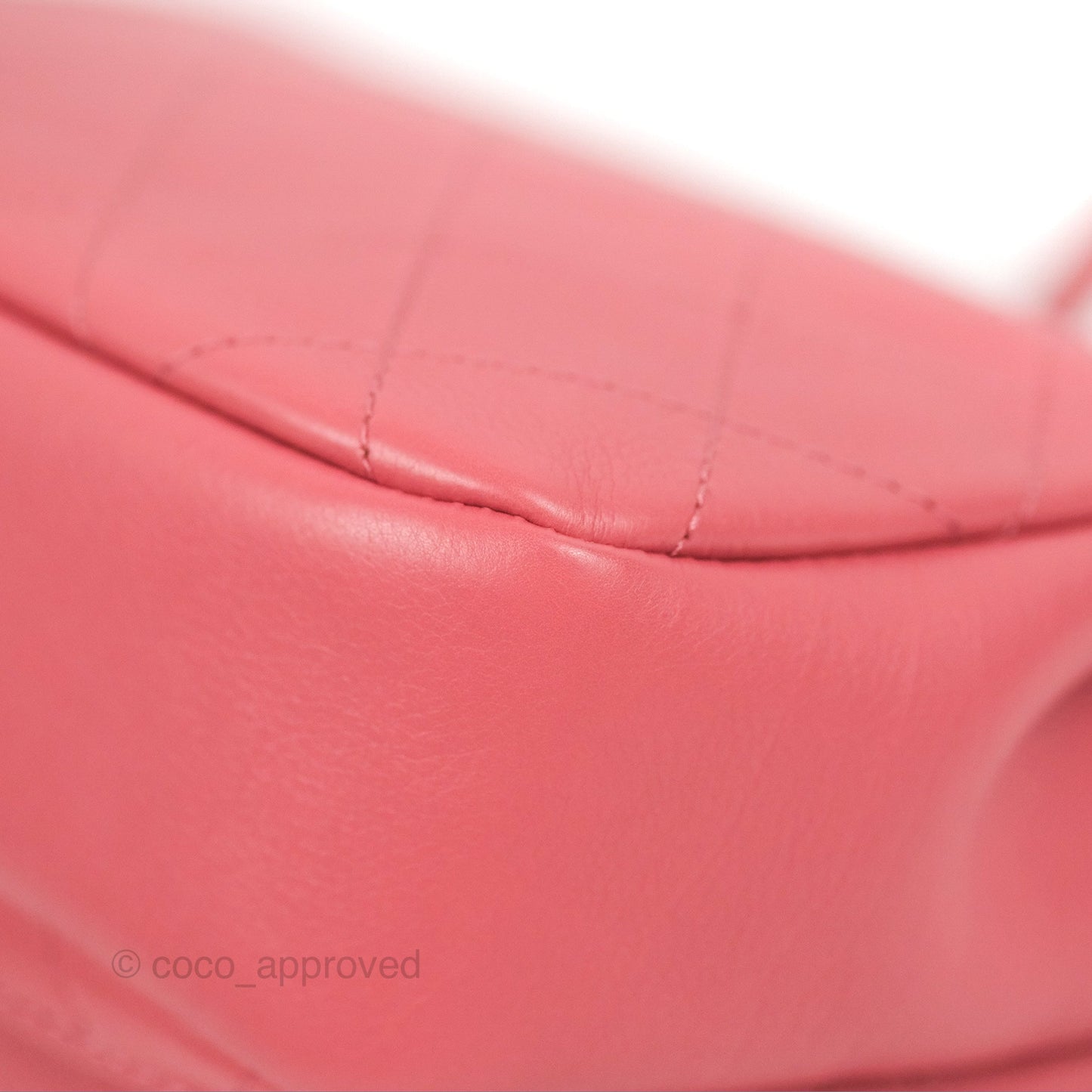 Chanel Small Flat Quilt Round Flap Bag Pink Calfskin Gold Hardware