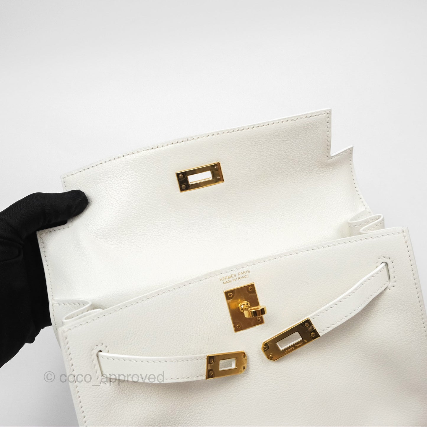 Hermès Kelly Danse II Bag White Evercolor Gold Hardware