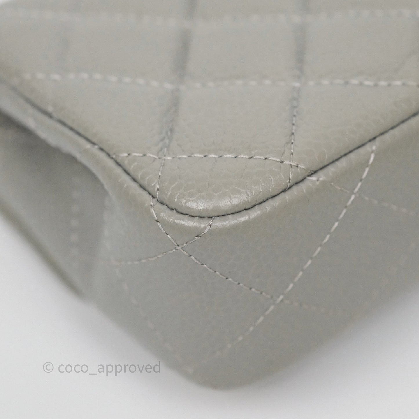 Chanel Extra Mini Rectangular Flap Quilted Light Grey Caviar Silver Hardware