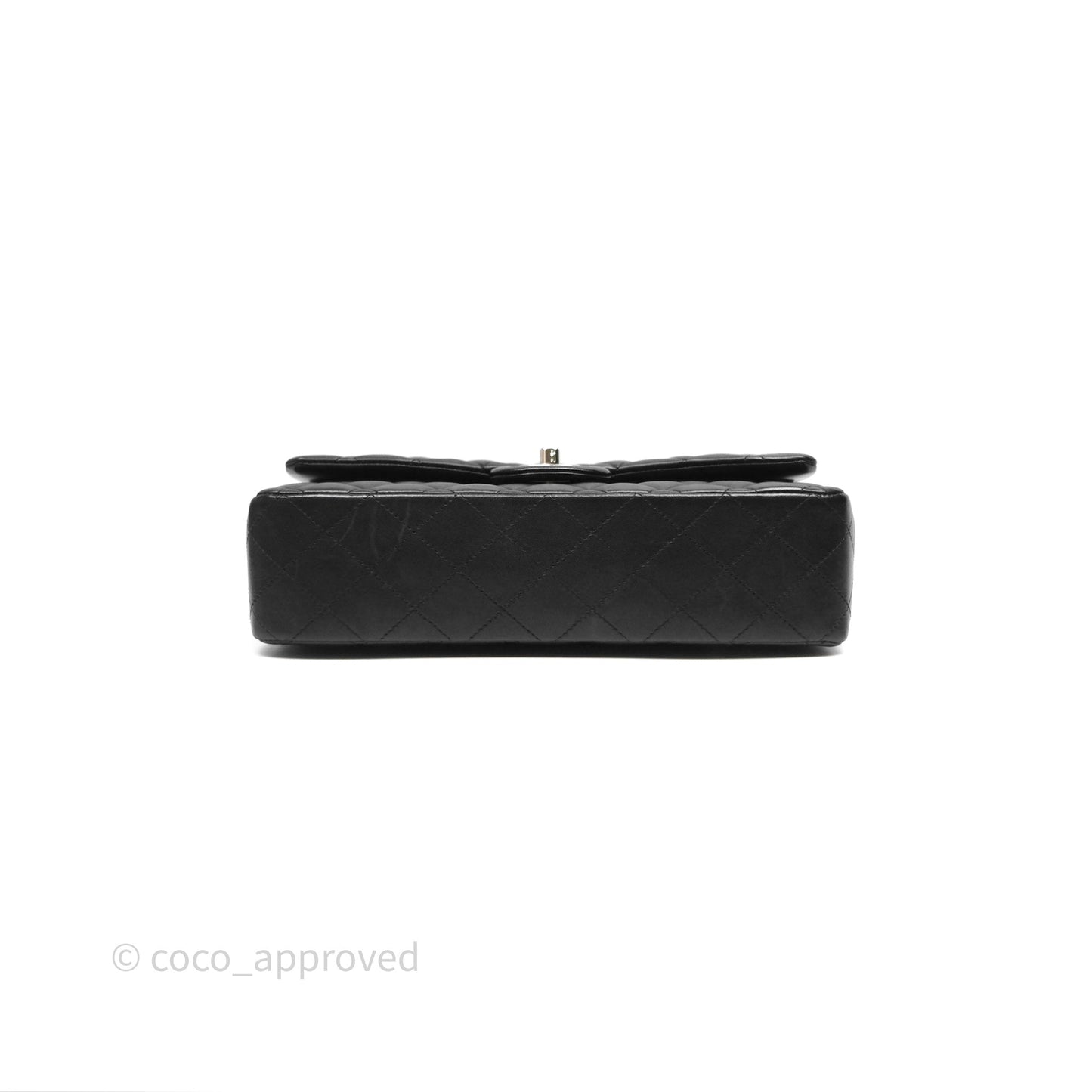 Chanel Classic M/L Medium Flap Quilted Black Lambskin Silver Hardware