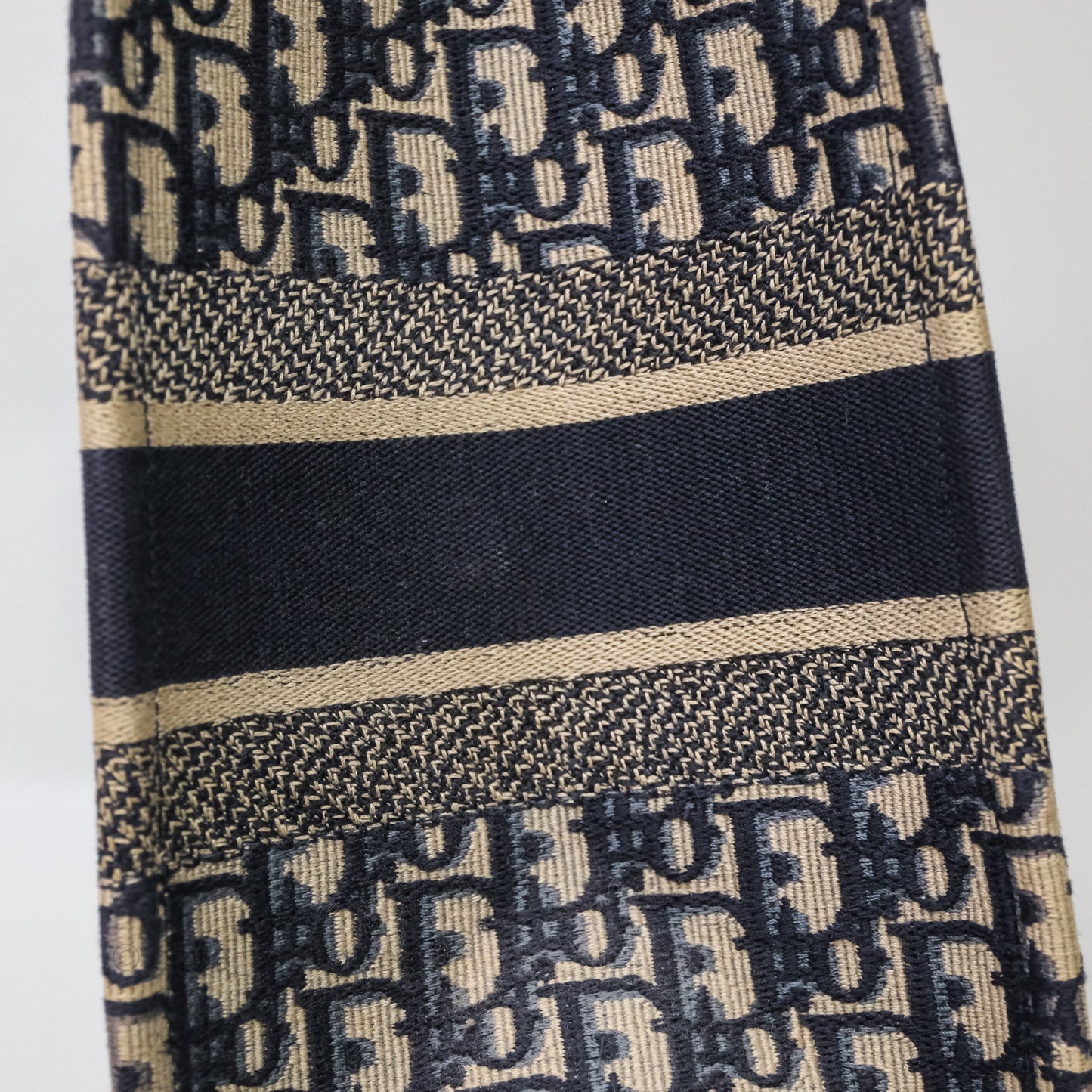 Christian Dior Medium Blue (Old Small) Dior Oblique Embroidery Canvas Book Tote