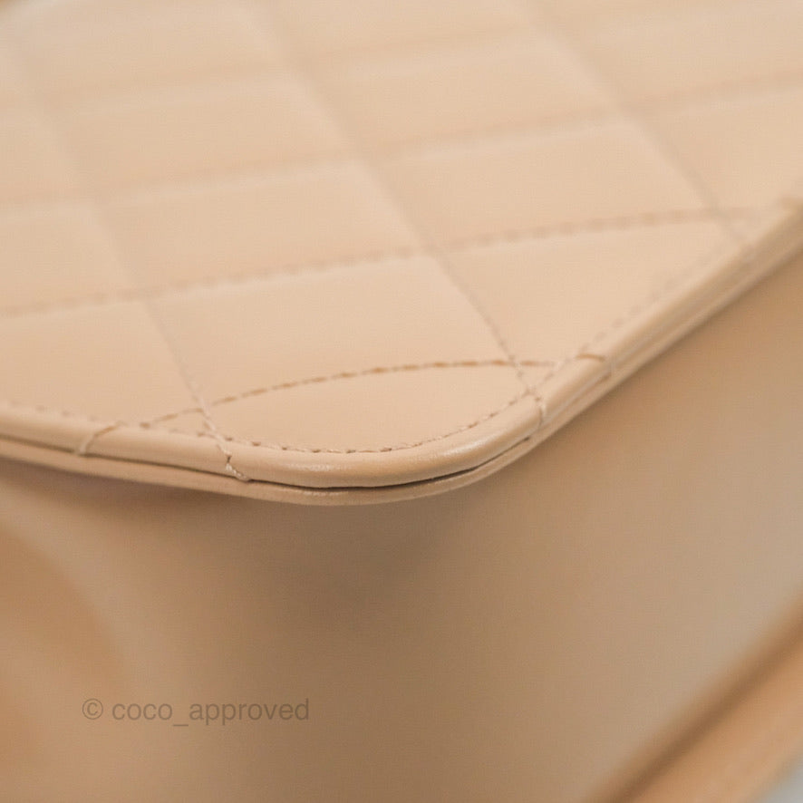 Chanel Quilted Perfect Fit Adjustable Beige Calfskin Gold Hardware 21A