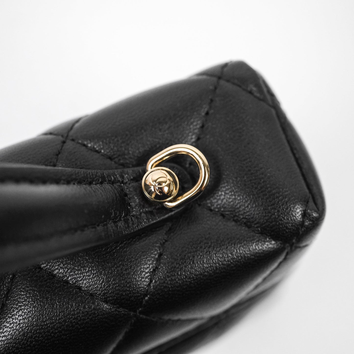 Chanel Top Handle Long Vanity with Chain Black Lambskin Gold Hardware