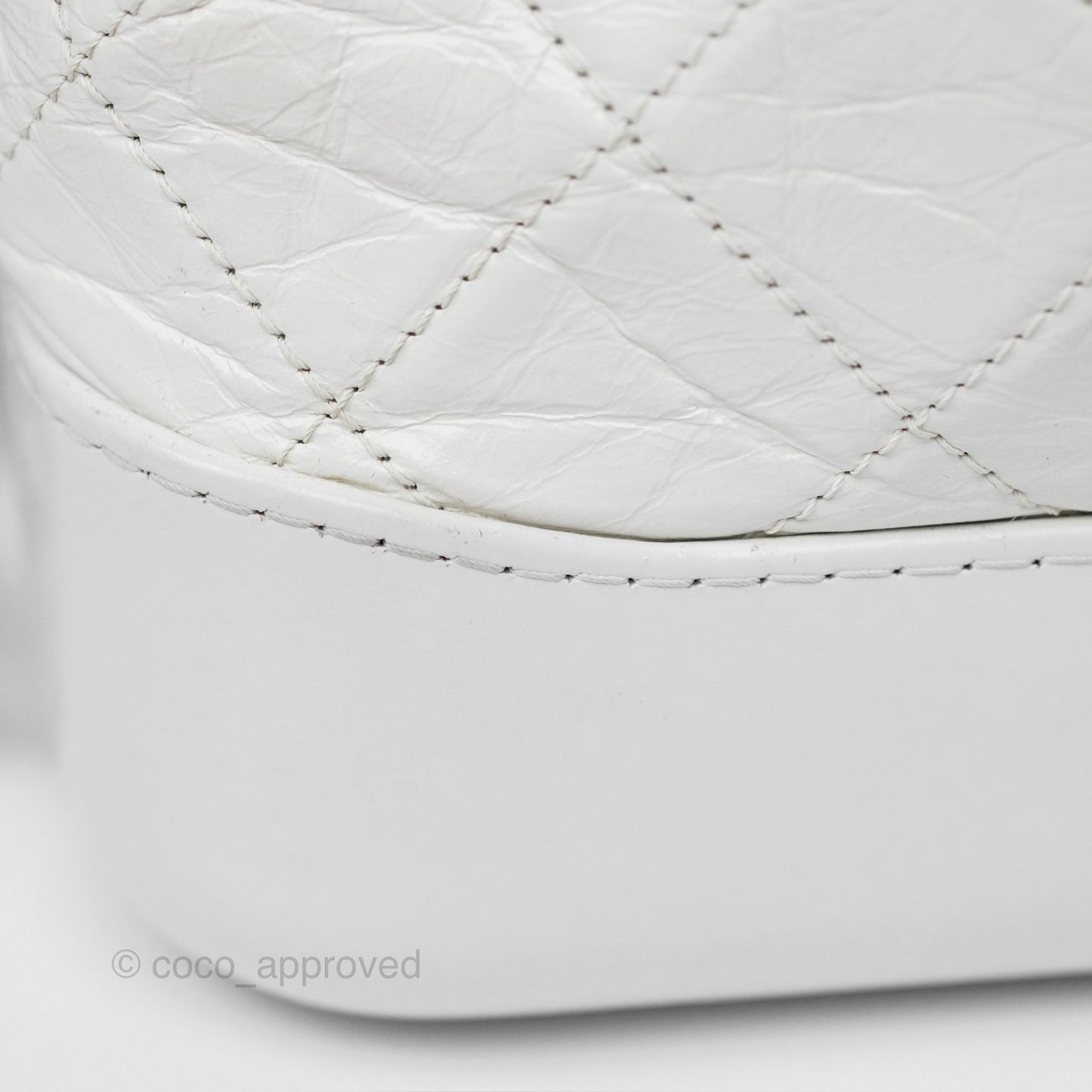 Chanel Small Gabrielle Hobo Quilted White Aged Calfskin