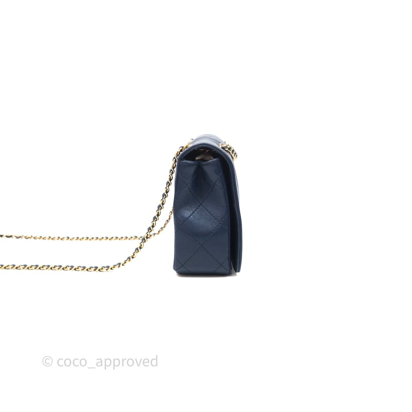 Chanel Mademoiselle Vintage Flap Bag Navy Sheepskin Gold Hardware