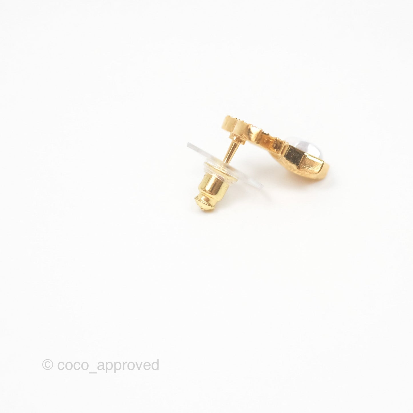 Chanel Crystal CC Star Earrings Gold Tone 24C