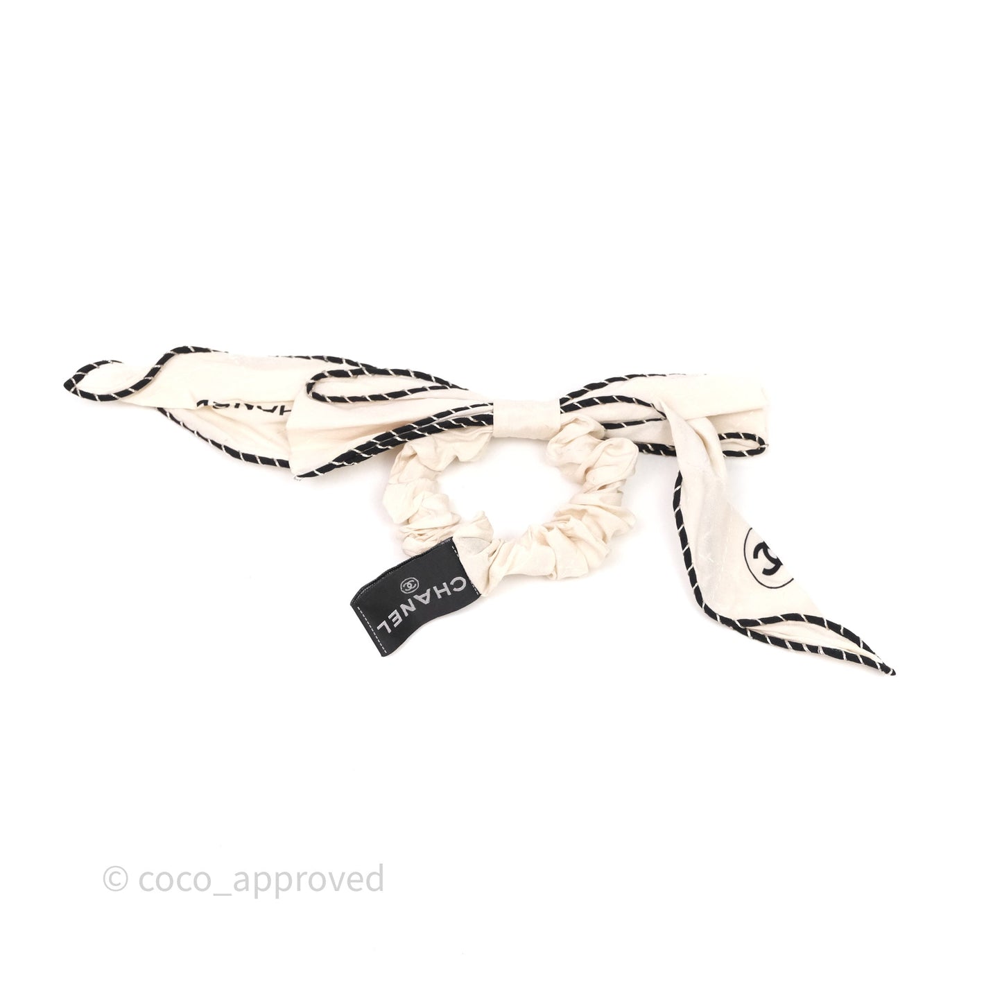 Chanel Bow Silk Hair Accessory Ivory & Black