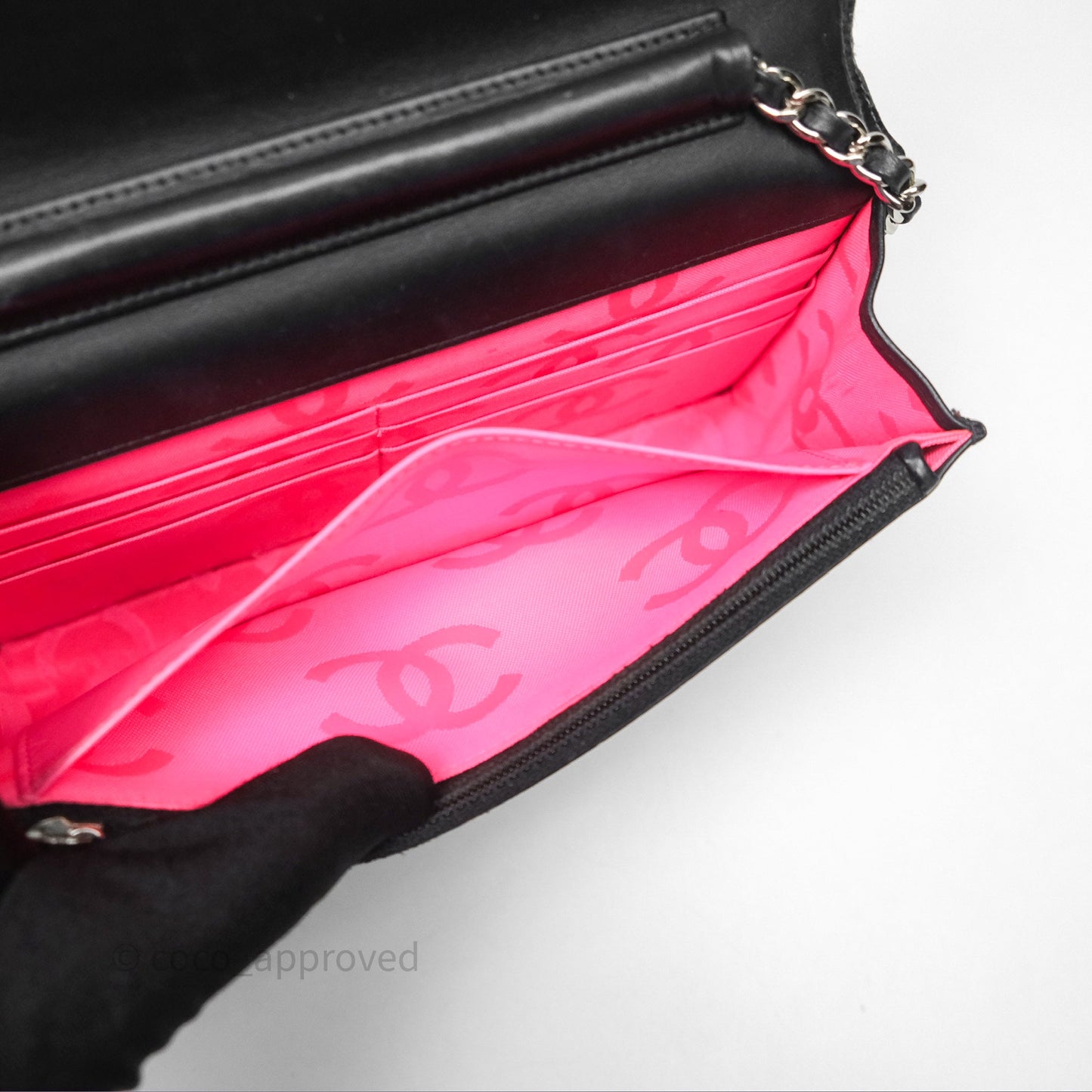 Chanel Quilted Wallet on Chain WOC Cambon Black Calfskin Silver Hardware