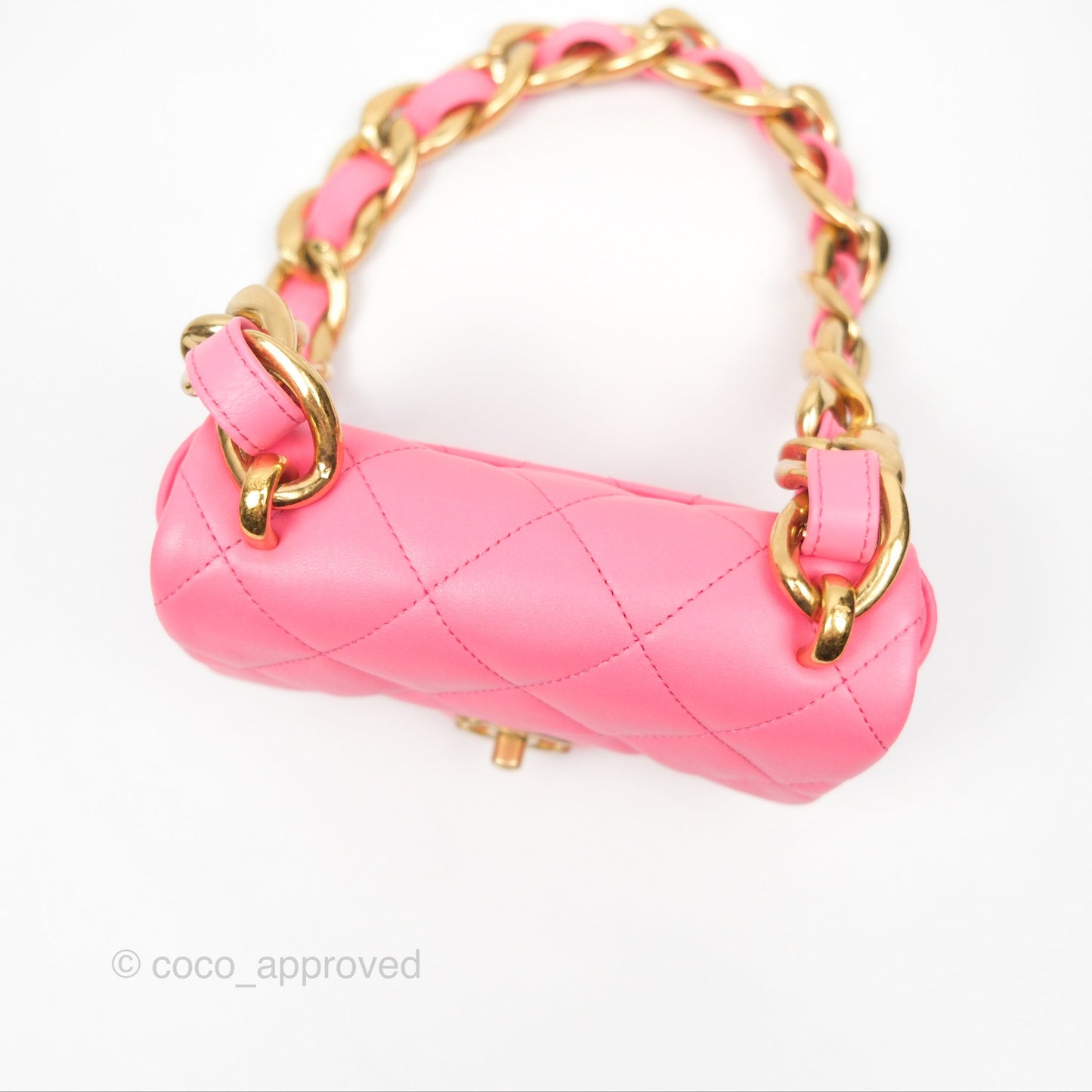 Chanel Quilted Mini CC Funky Town Flap Pink Lambskin Aged Gold Hardware