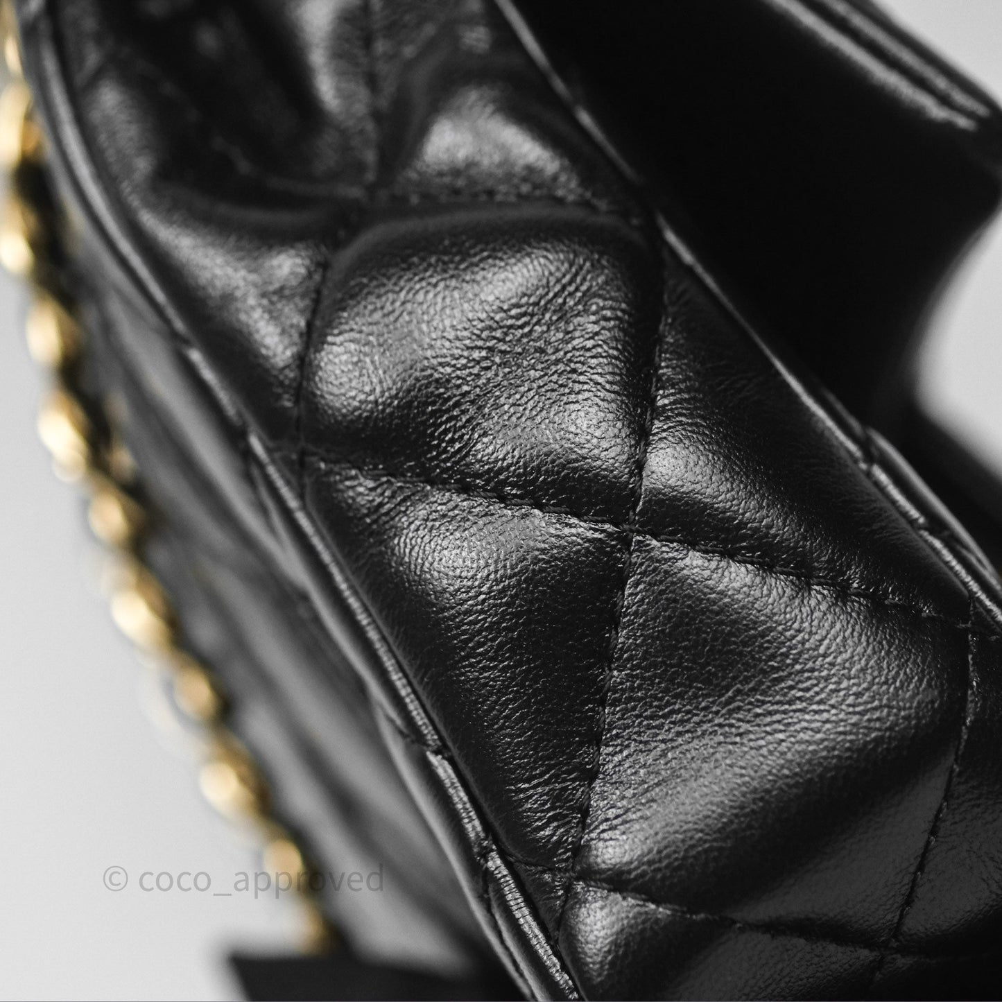 Chanel Top Handle Flap Bag Black Shiny Lambskin Gold Hardware 23S