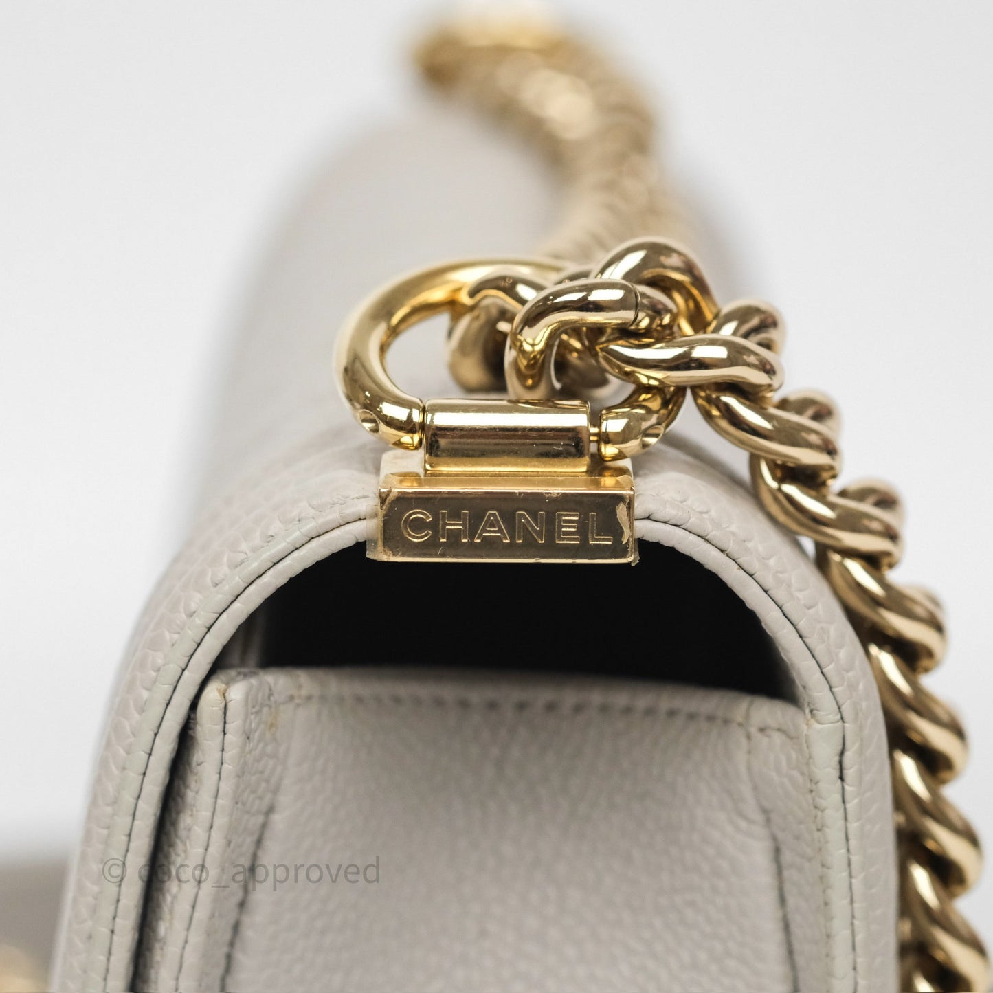 Chanel Medium Boy Quilted Grey Caviar Gold Hardware