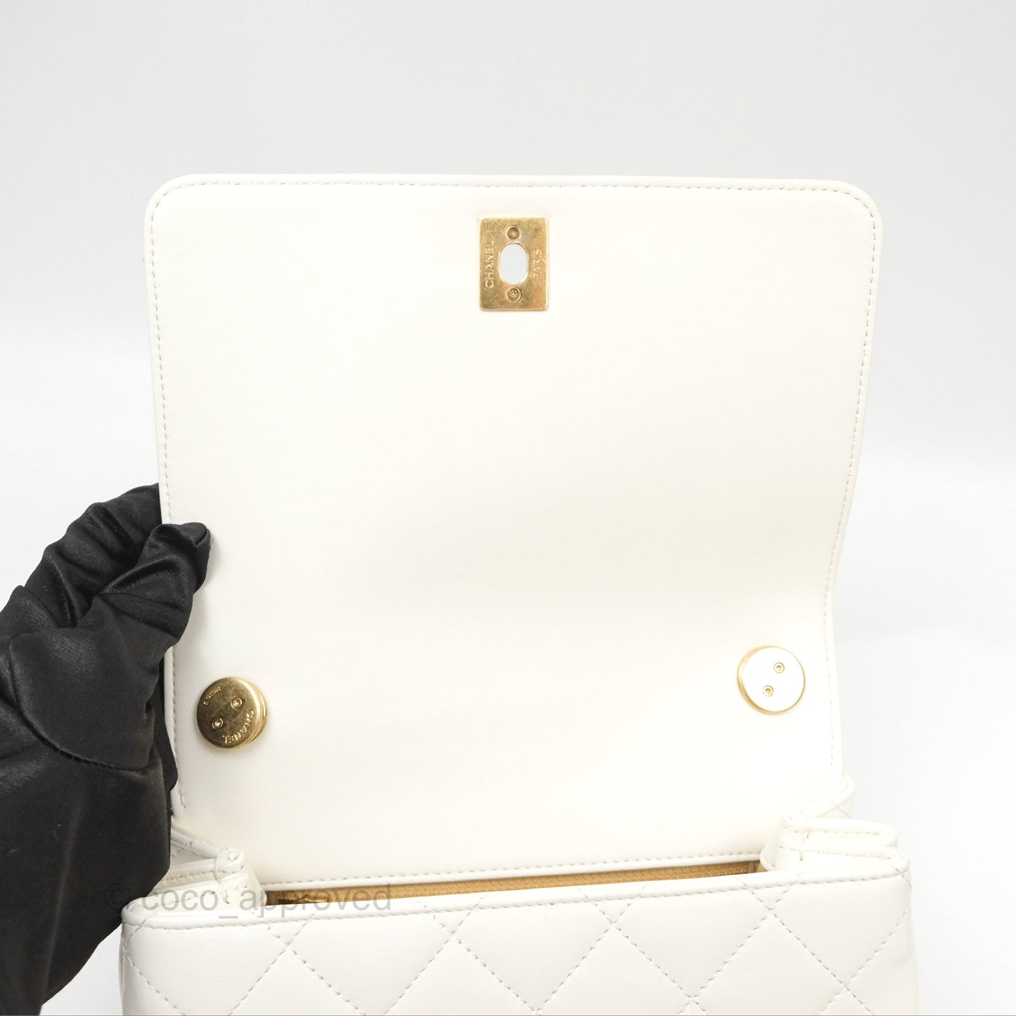 Chanel Mini Flap Bag with Enamel Charm Chain White Lambskin Gold Hardware