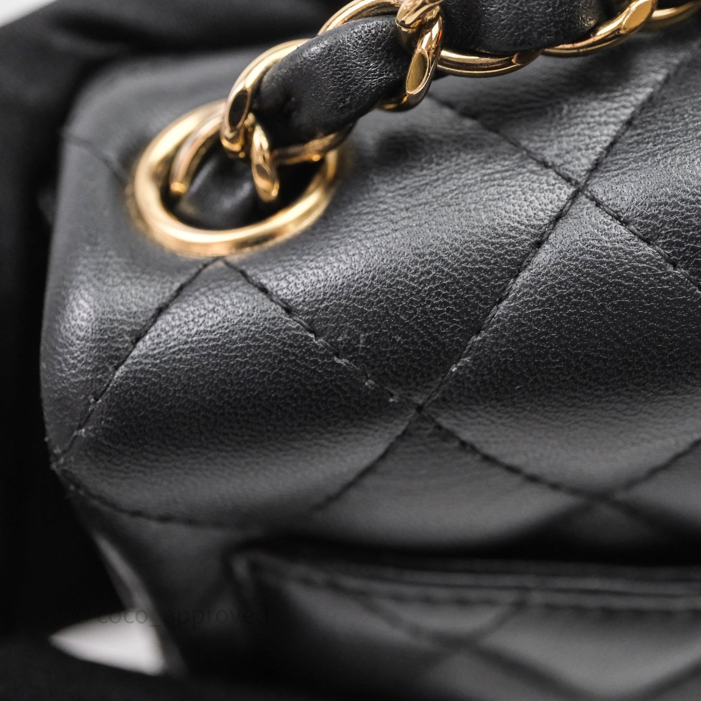 Chanel Mini Square Quilted Black Lambskin Gold Hardware