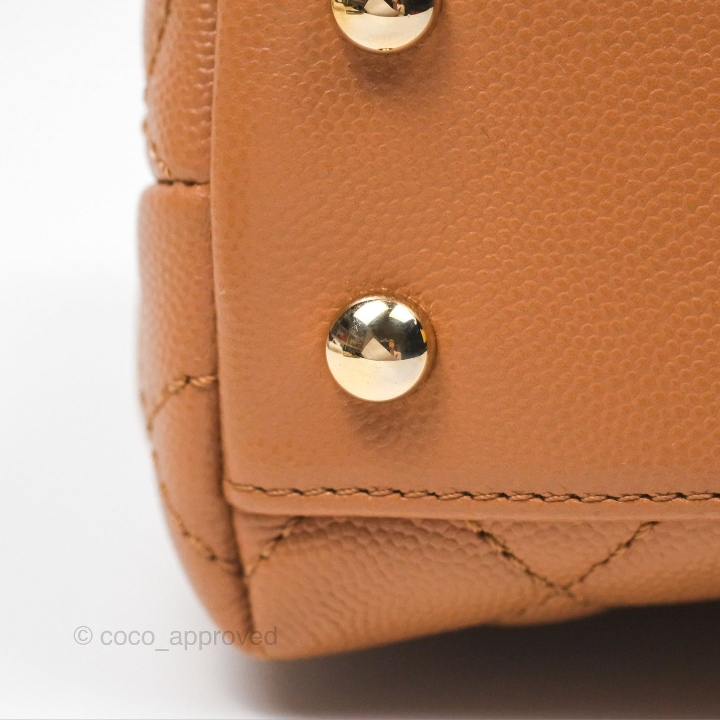 Chanel Small Coco Handle Quilted Dark Beige Caviar Gold Hardware