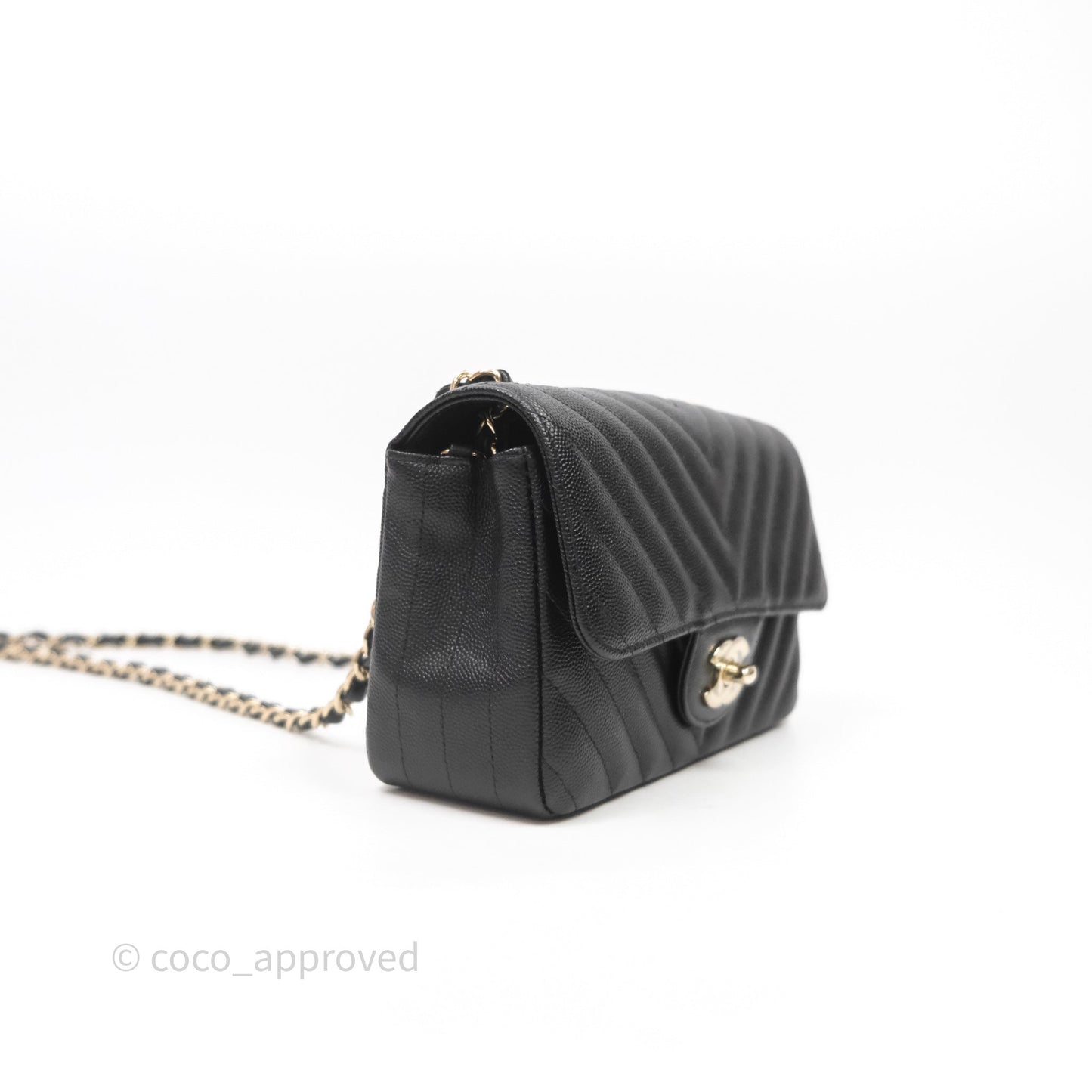 Chanel Quilted Mini Rectangular Black Caviar Gold Hardware