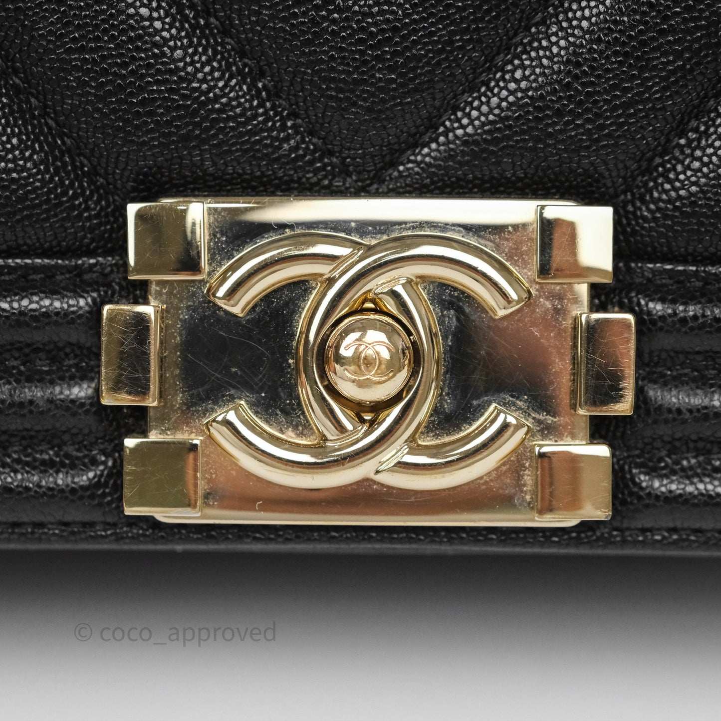 Chanel Small Boy Chevron Black Caviar Gold Hardware