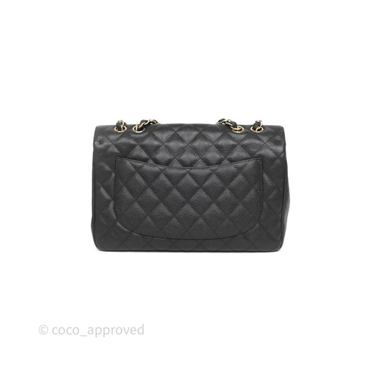 Chanel Jumbo Single Flap Black Caviar Gold Hardware⁣⁣