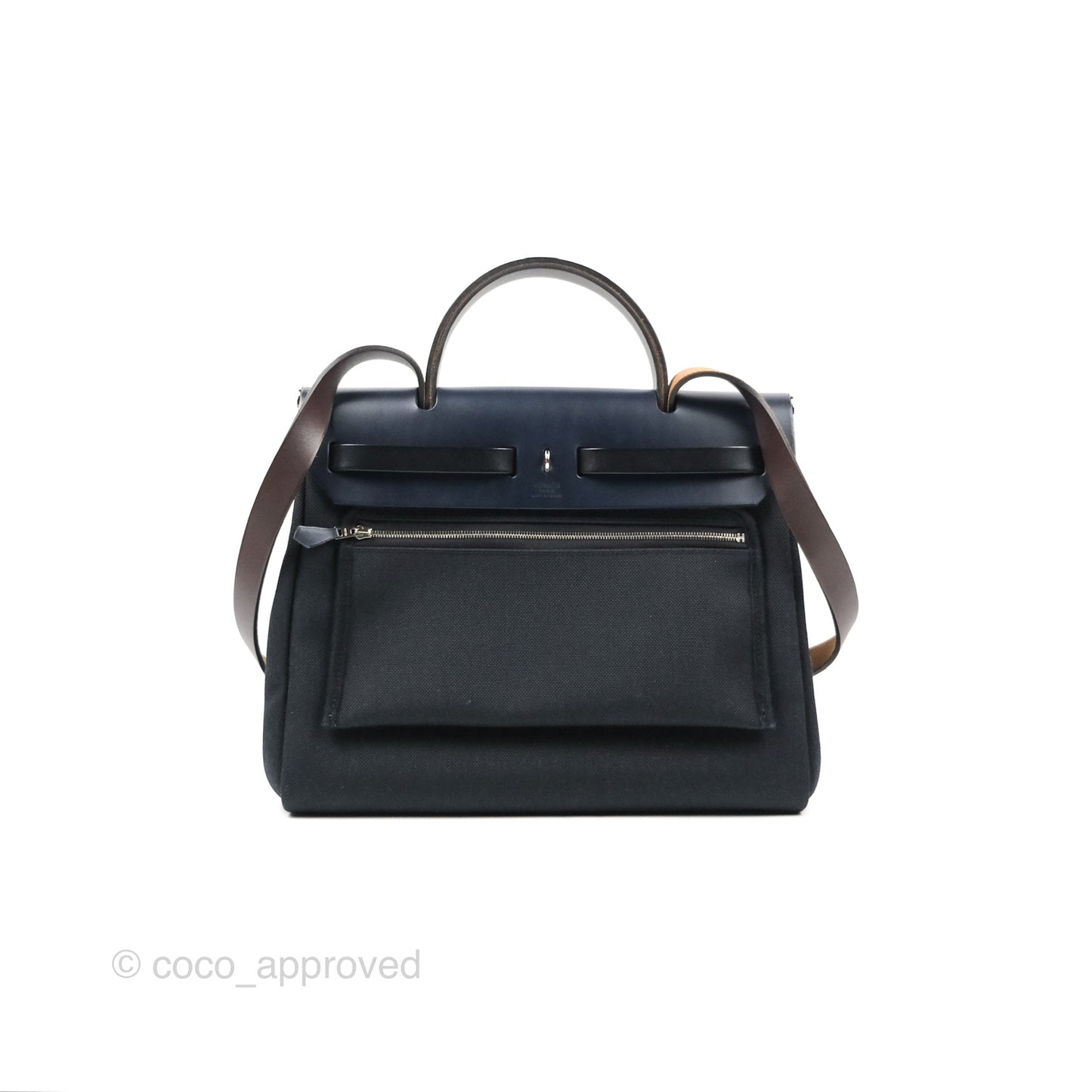 Hermès Herbag Zip 31 Black/Navy Canvas Palladium Hardware