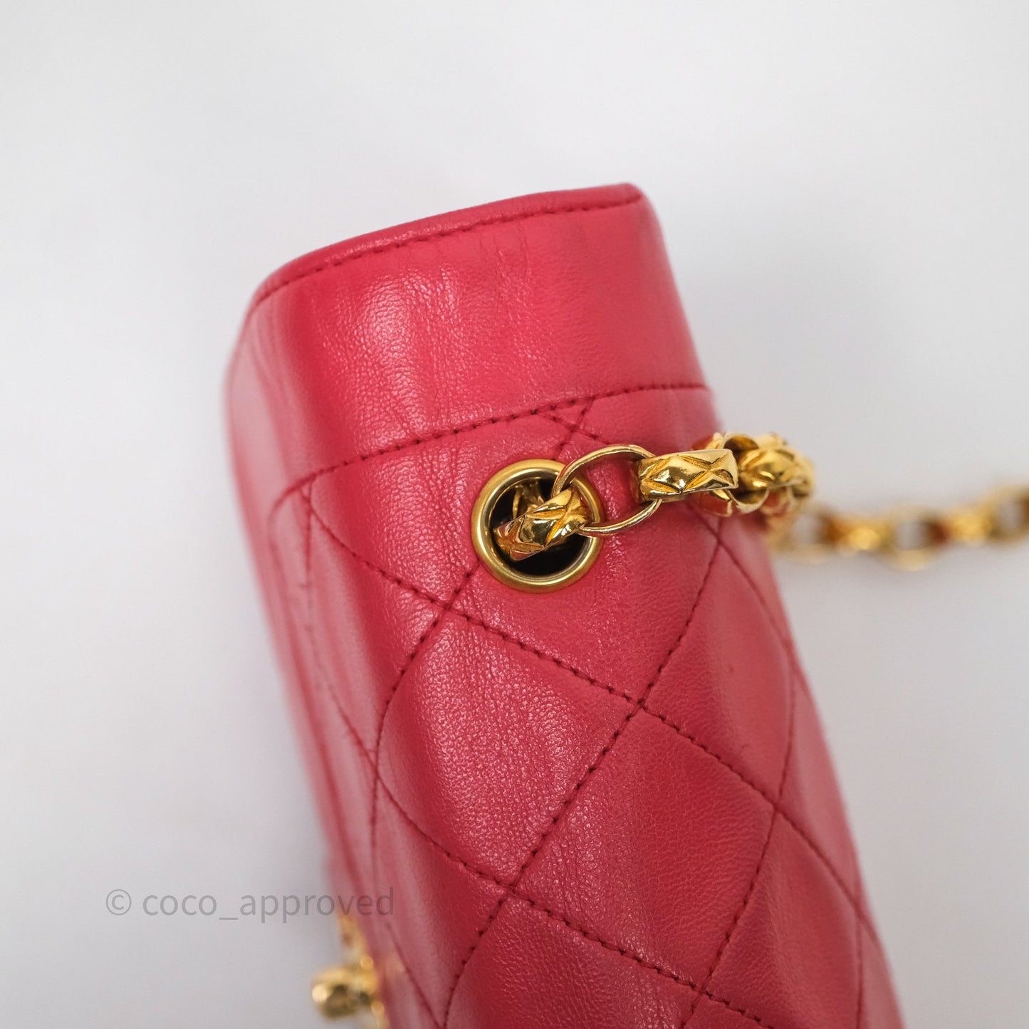 Chanel Vintage Mini Bijoux Chain Flap Bag Red Gold Hardware