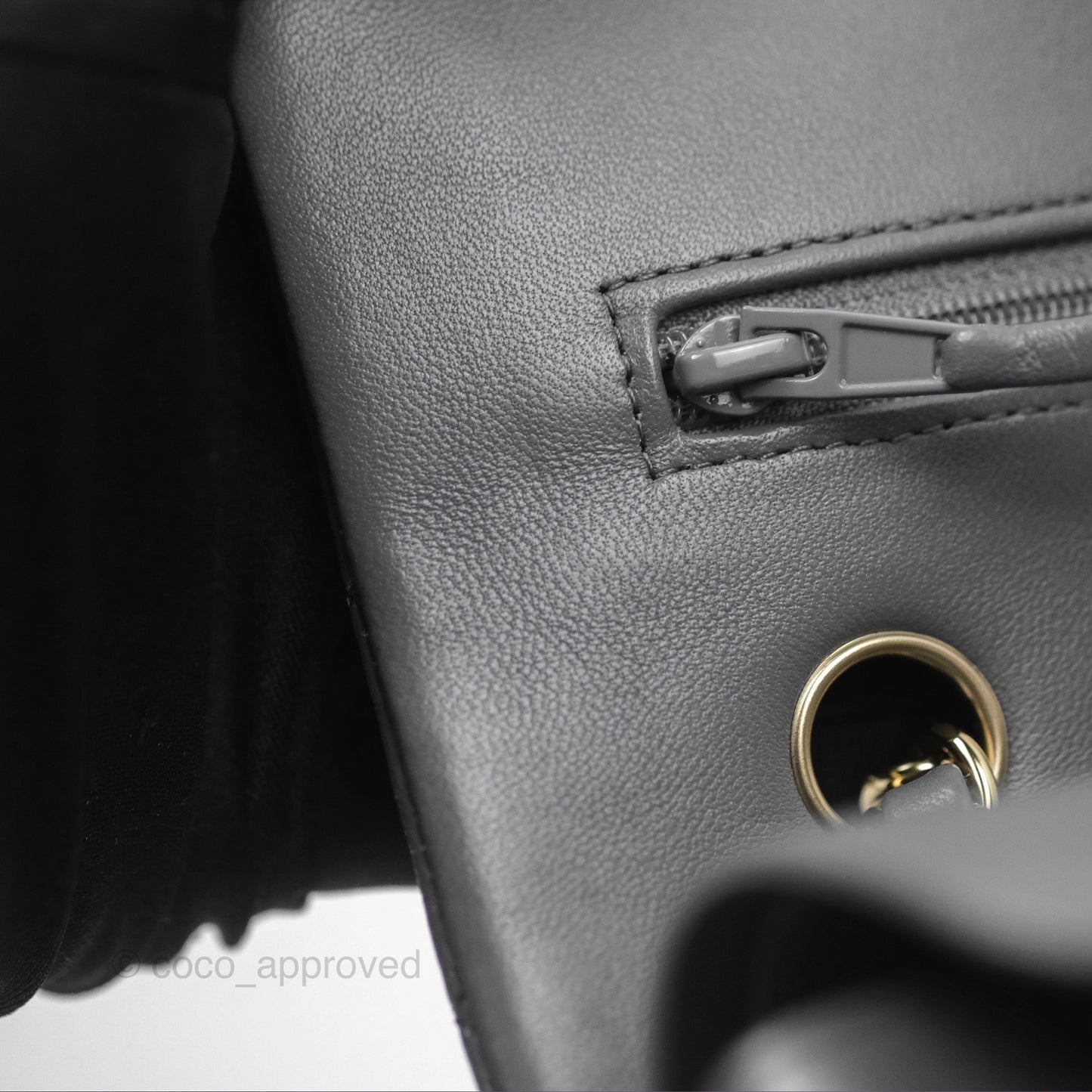 Chanel Classic M/L Medium Flap Quilted Grey Lambskin Gold Hardware