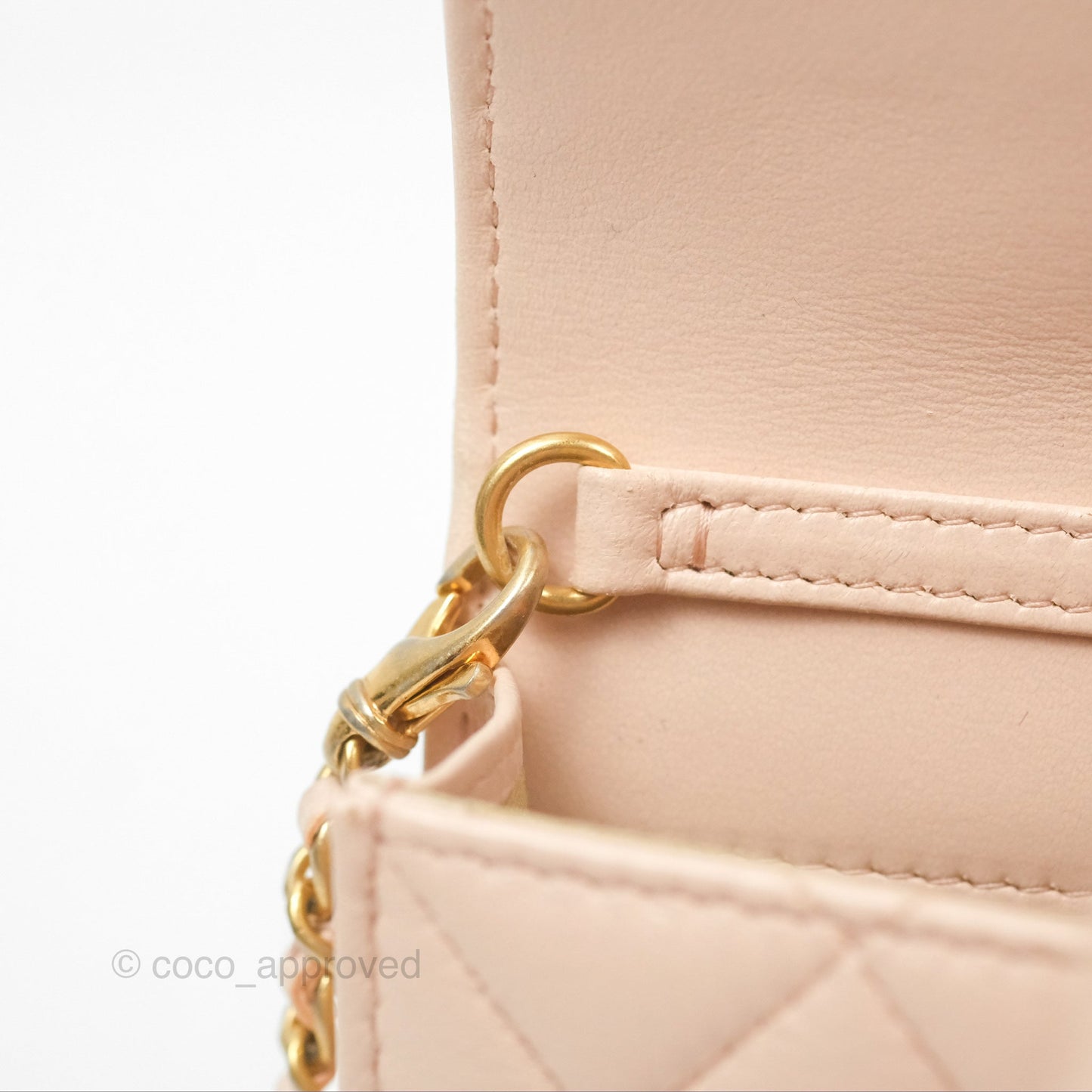 Chanel Mini Pearl Crush Clutch With Chain Belt Rose Clair Pink Aged Gold Hardware