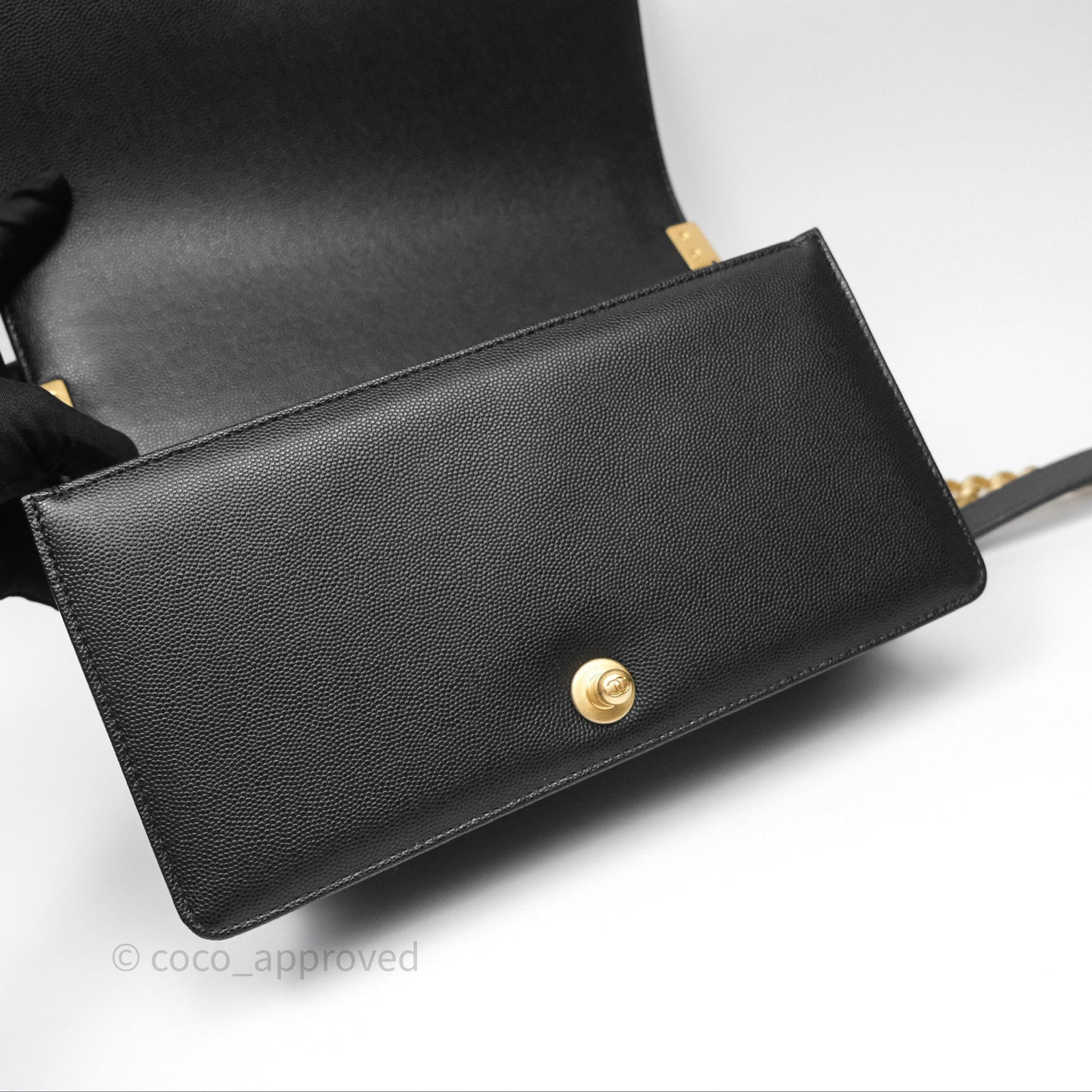 Chanel Quilted Medium Boy Black Caviar Aged Gold Hardware