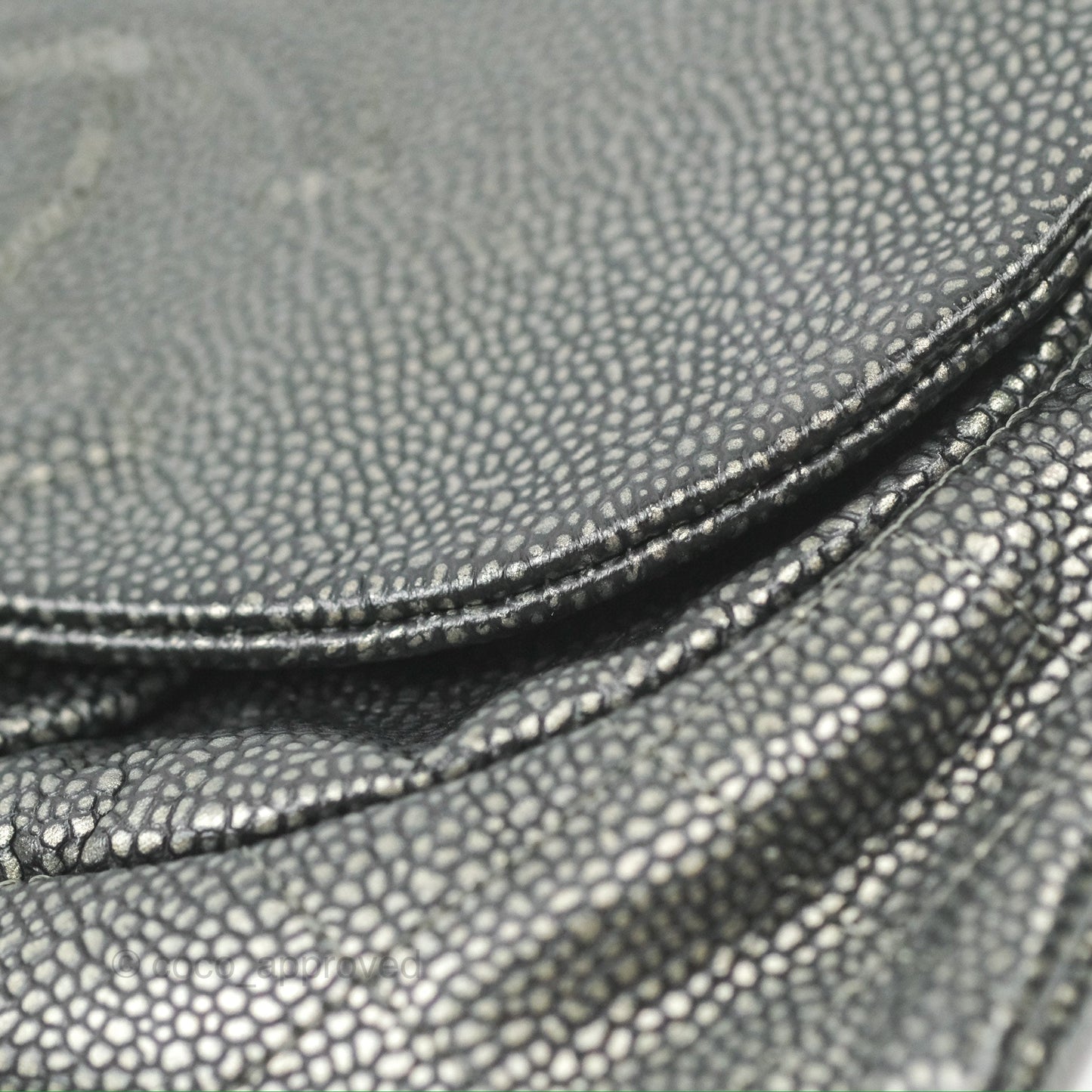 Chanel Half Moon Wallet on Chain WOC Metallic Dark Grey Caviar Silver Hardware