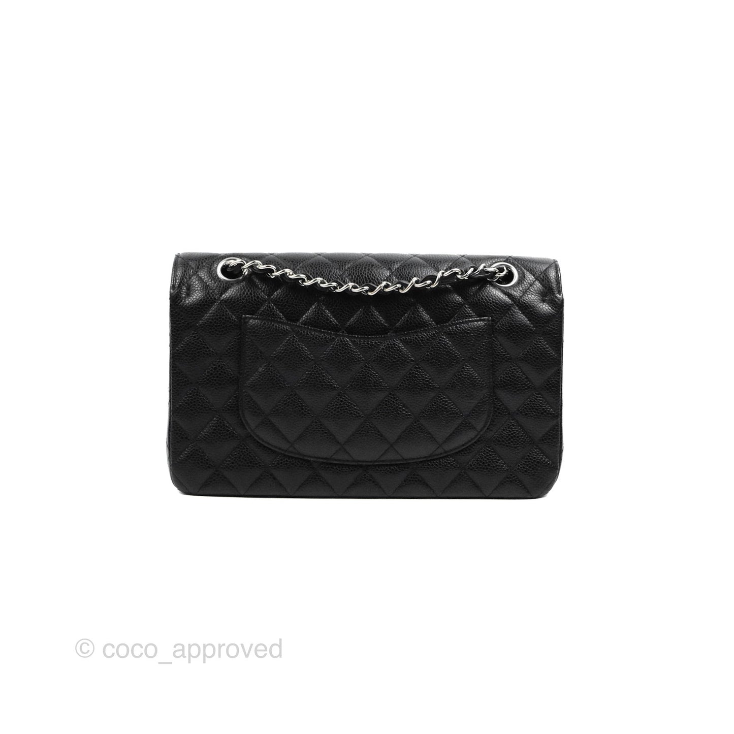Chanel Classic M/L Medium Flap Quilted Black Caviar Silver Hardware