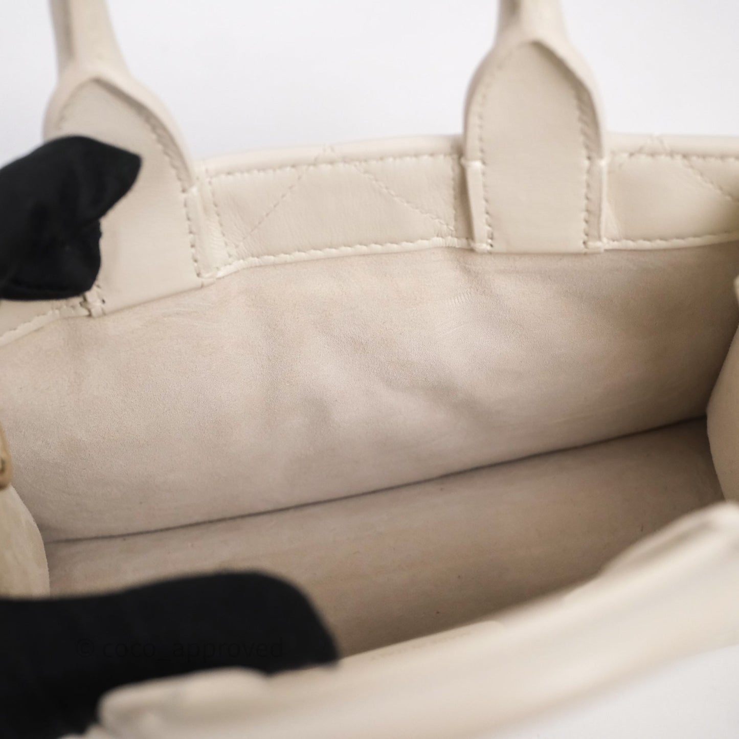 Christian Dior Mini Dior Book Tote Latte Macrocannage Calfskin Gold Hardware