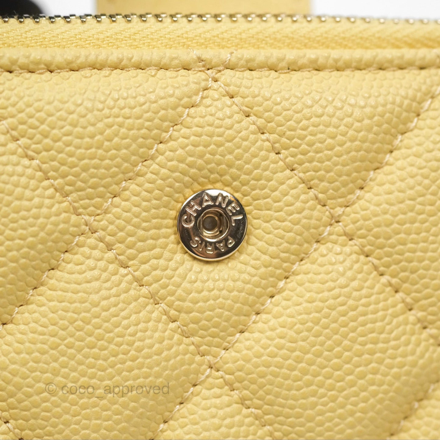 Chanel Classic Double Zip Card Case Yellow Caviar Gold Hardware