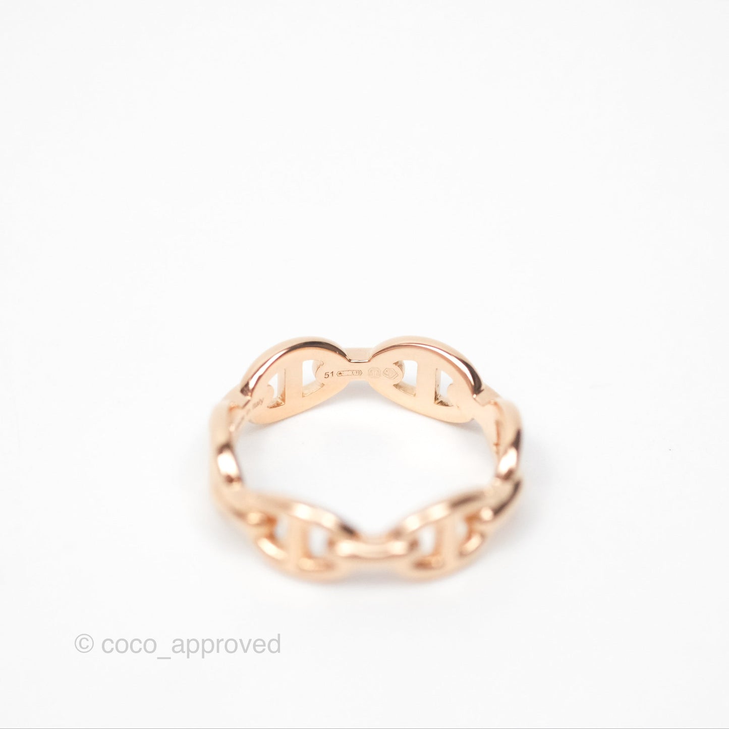 Hermès Chaine d'Ancre Enchainee Band Ring PM Rose Gold Size 51