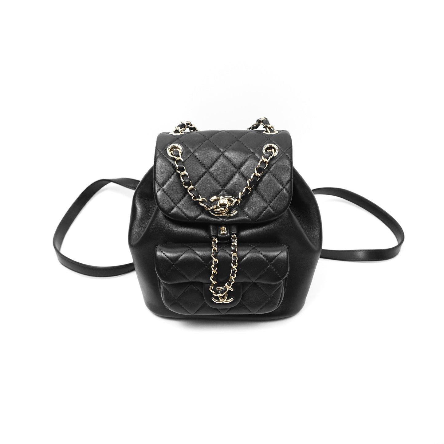 Chanel Quilted Small Duma Drawstring Backpack Black Calfskin