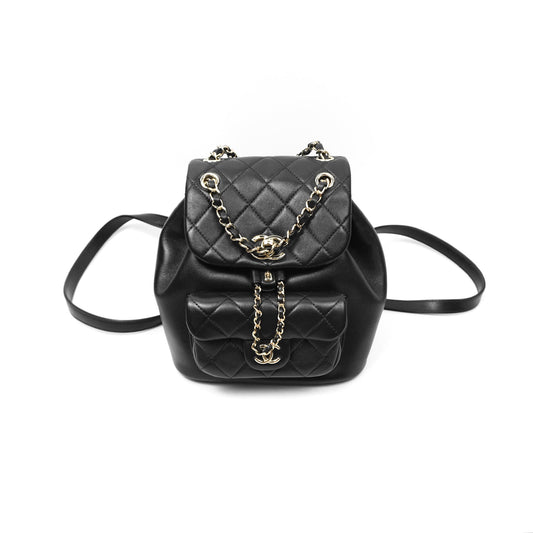 Chanel Quilted Small Duma Drawstring Backpack Black Calfskin