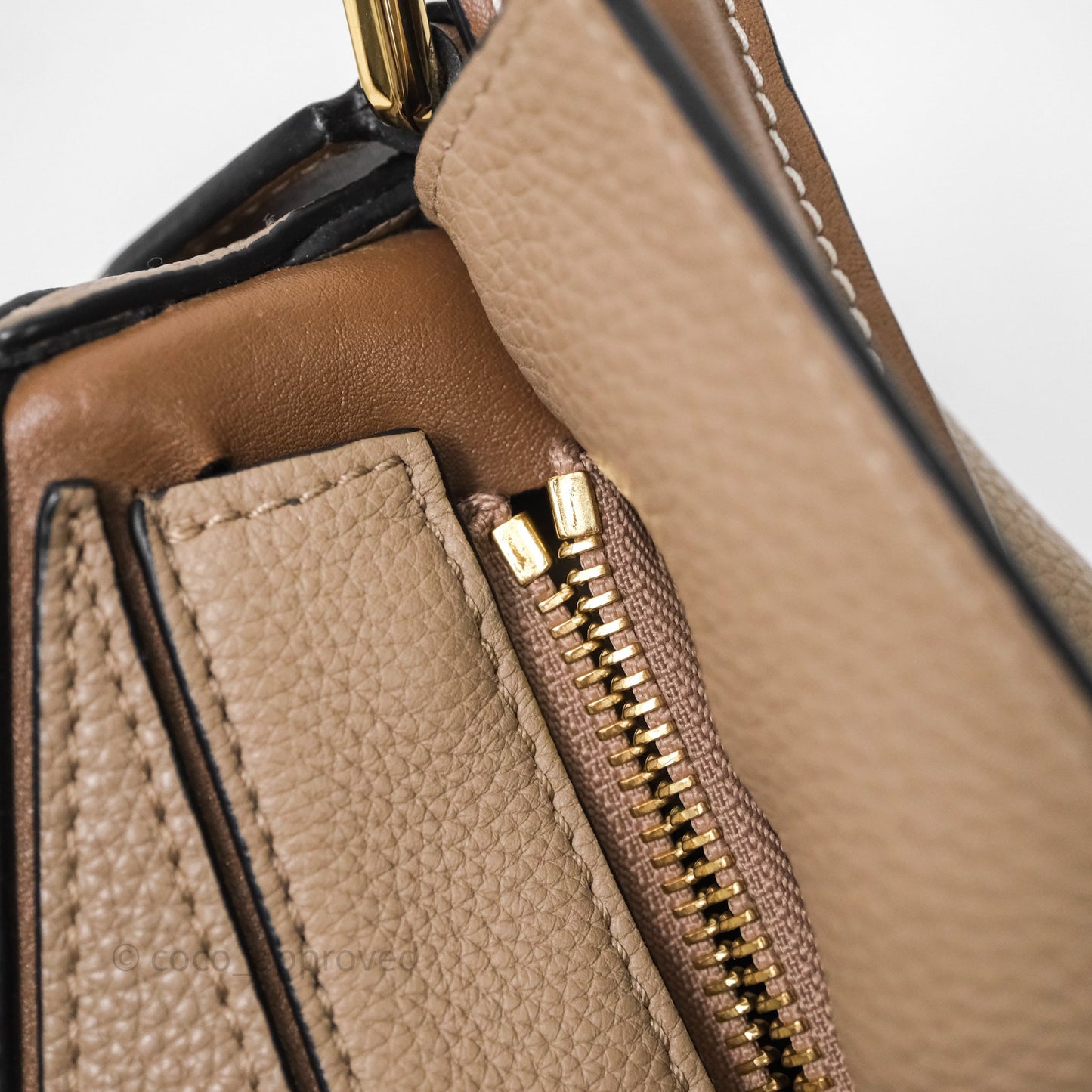 Loewe Small Puzzle Bag Sand Mink Grained Calfskin Gold Hardware