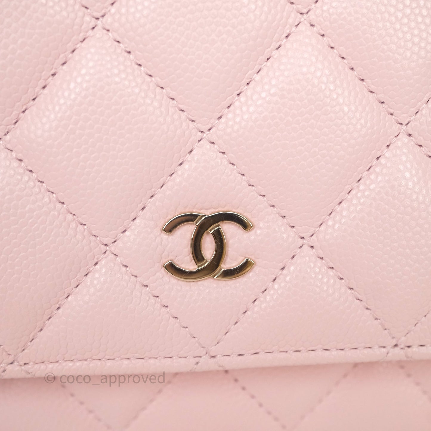 Chanel Classic Quilted Wallet on Chain WOC Light Pink Caviar Gold Hardware