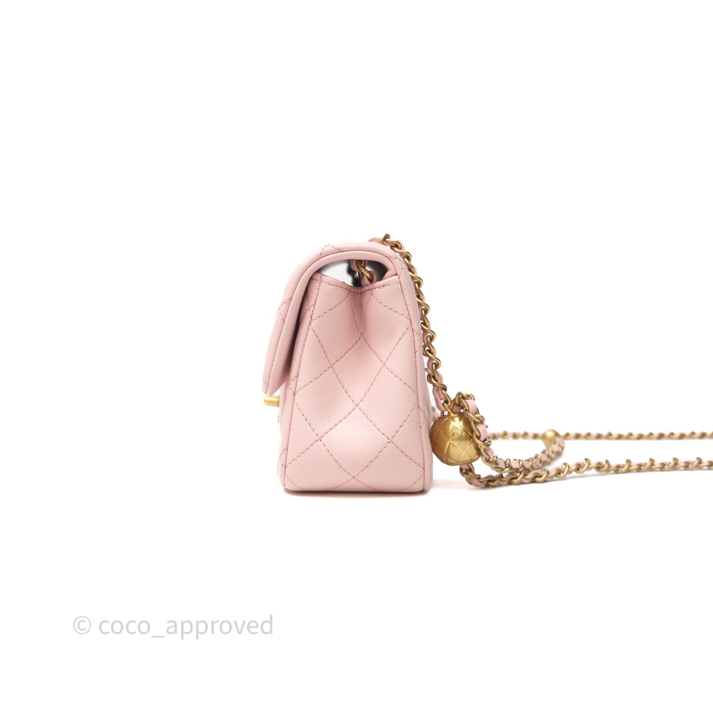 Chanel Mini Rectangular Pearl Crush Baby Pink Lambskin Aged Gold Hardware