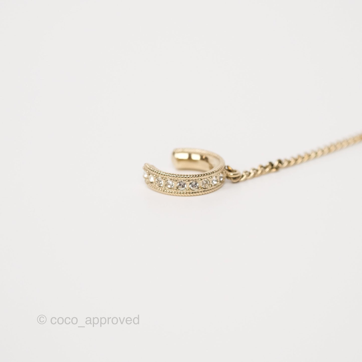 Chanel Single Logo CC Earring with Crystal Ear Clip Gold Tone 21P